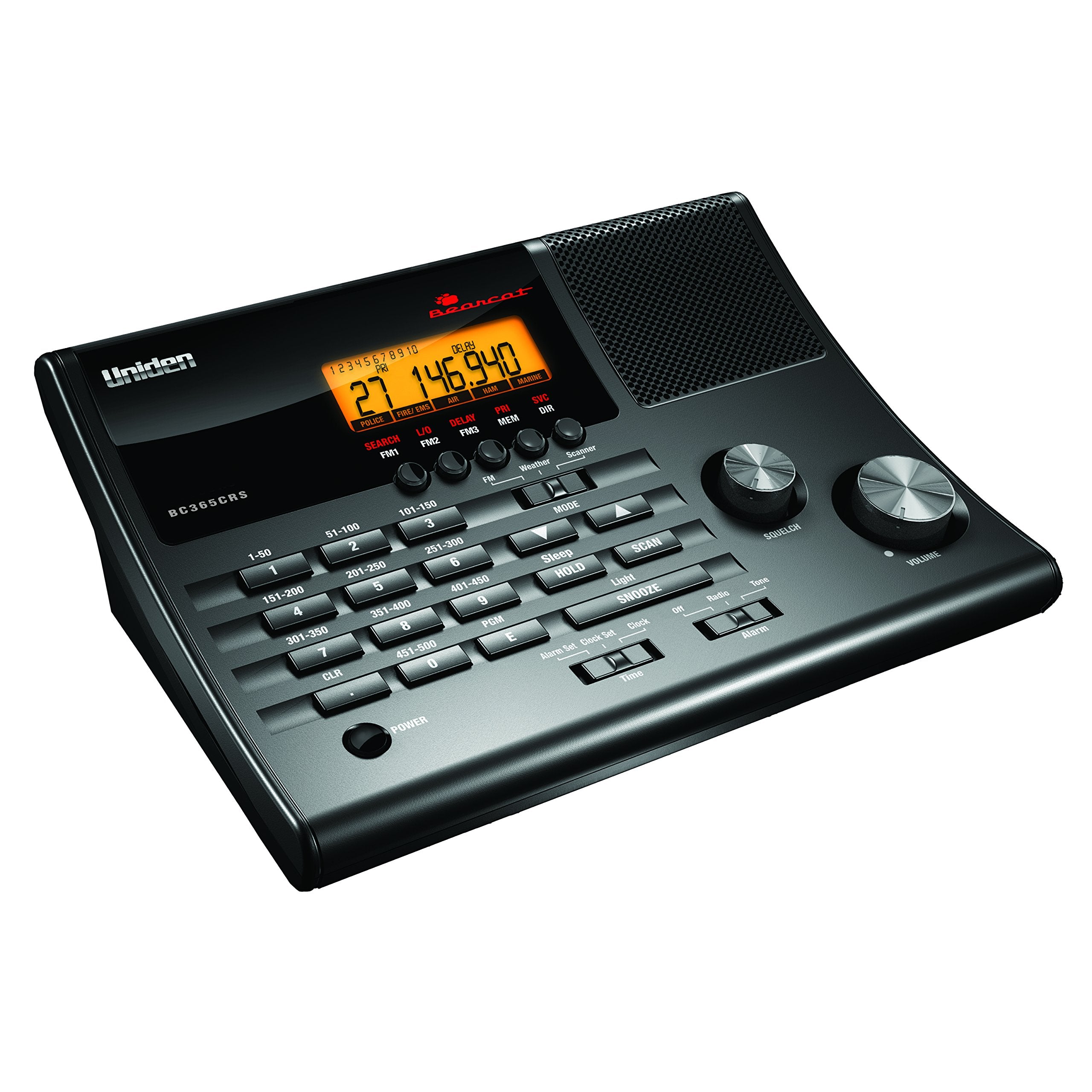 Uniden 500 Channel BC365CRS Scanner and Alarm Clock, Snooze, FM Radio, Weather Alerts, Search Bands used for Aviation, Railroad, Marine, Non-Digital Police/Fire/Public Safety transmissions and more