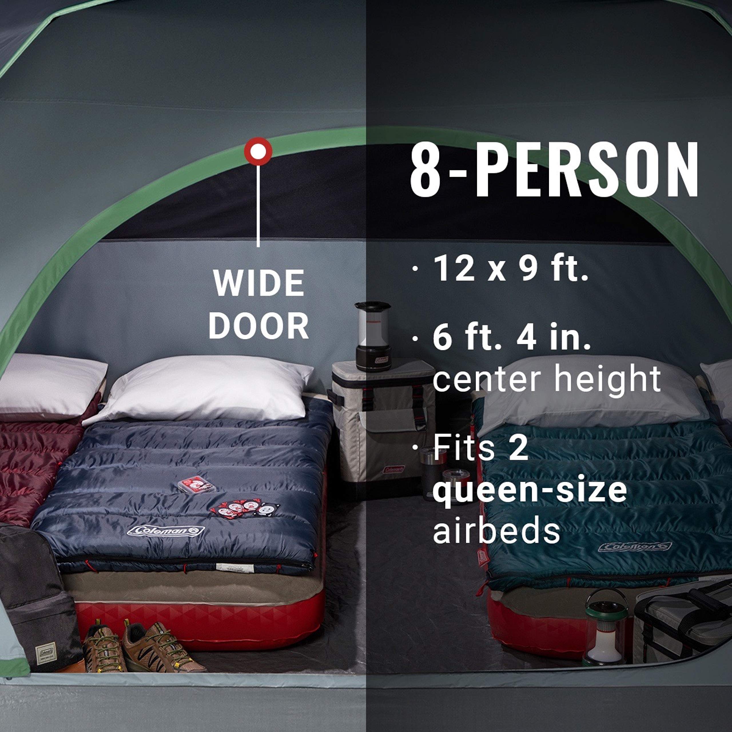 Coleman Camping Tent Skydome with 5 Minute Setup, 2/4/6/8 Person Weatherproof Tent with Rainfly & Carry Bag, 20% More Headroom Than Traditional Canopies