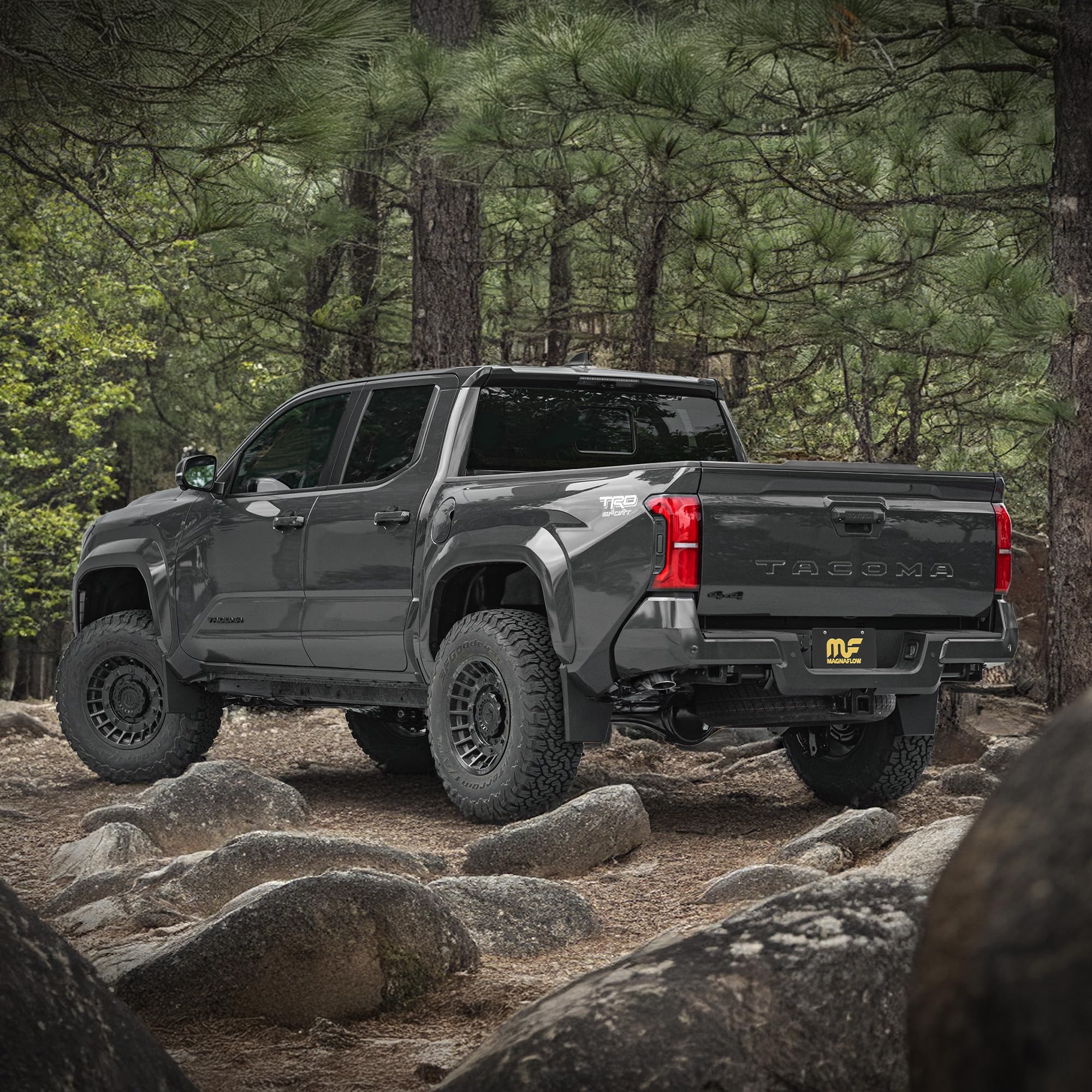 Performance Exhaust System MagnaFlow 19678: Cat-Back, Overland Series, For 2024-2025 Toyota Tacoma 2.4L, Includes High Clearance Exhaust Tip and 4” Black Chrome Tip