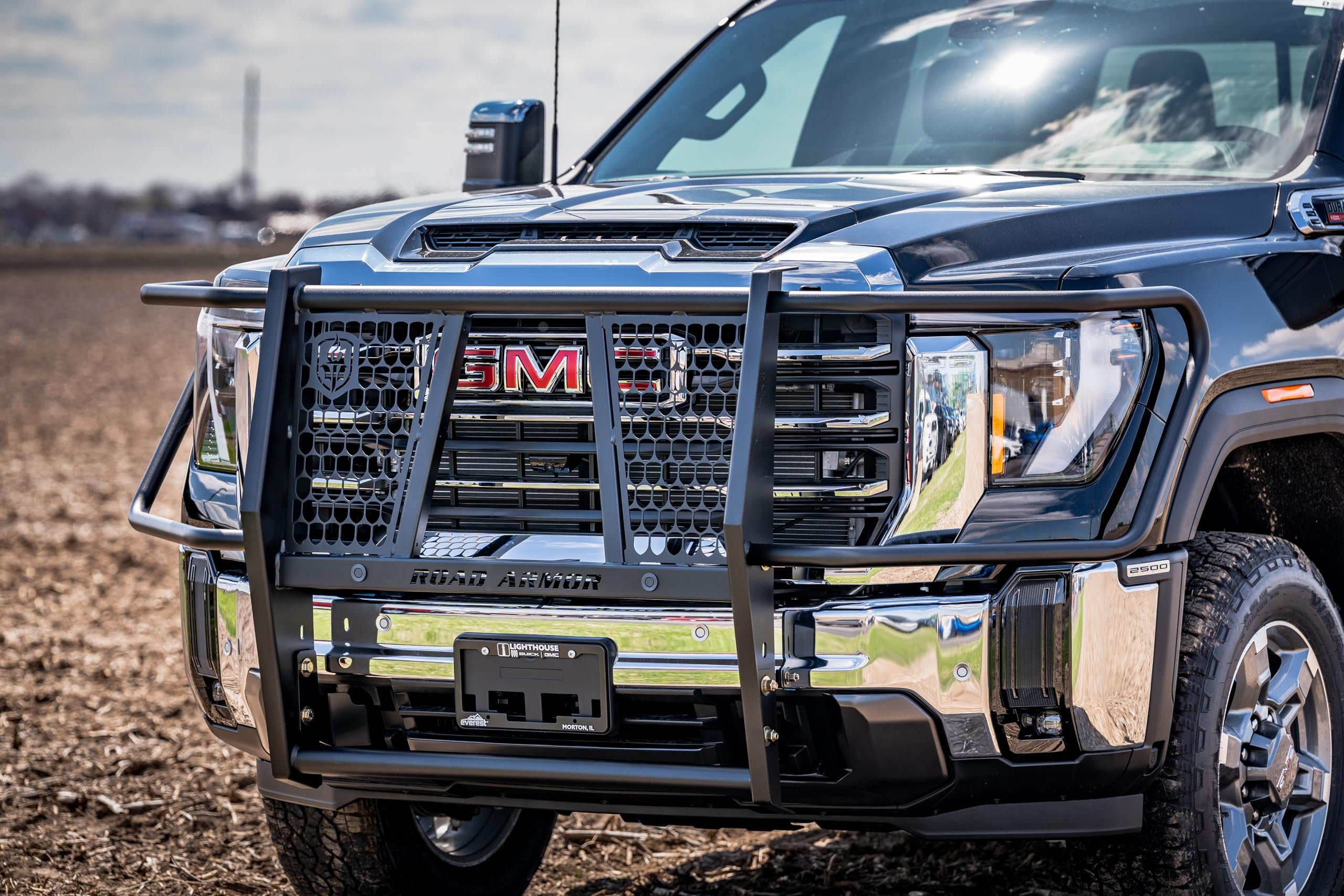 Vaquero Road Armor 2202-BRSH Front Grille Guard - Texture Black - Compatible with: 2020-2026 GMC Sierra 2500 3500