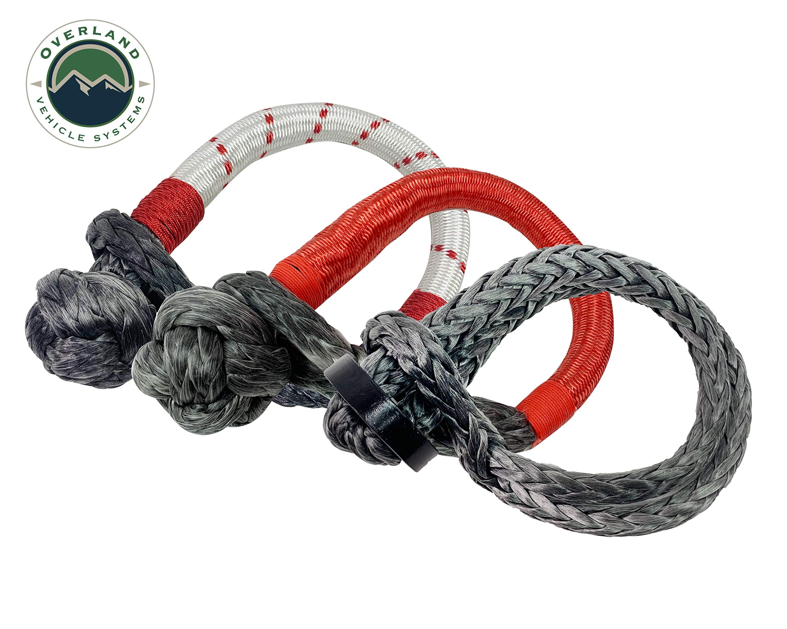 5/8" Overland Vehicle Systems Soft Shackle 44,500 lb. with Collar - 22" - 600 Denier Ballistic Nylon Storage Bag - Dyneema Synthetic Fiber Rope with Collar - for Automotive Recovery and Towing