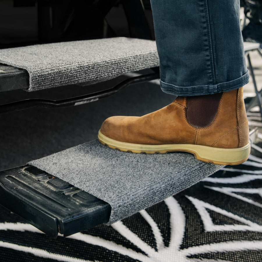 Wrap Around Camco RV Step Rug - for Manual & Electric RV Steps - Easy Install, No Tools Required - Fits 18" Wide RV Steps - Weather-Resistant (42925)