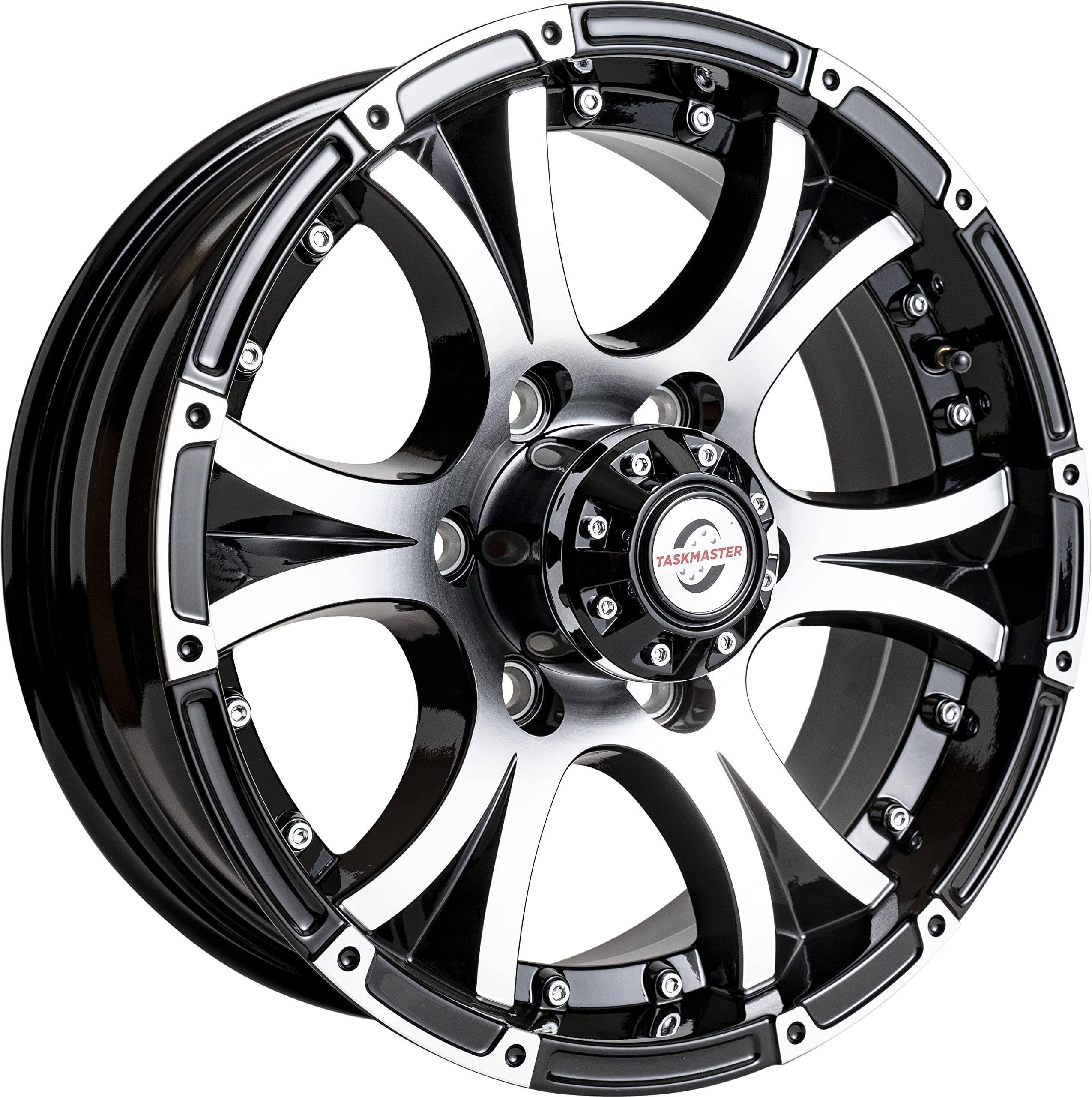 16" x 6" Viking Series & 6x5.5 Machined Lip and Face Gloss Black Aluminum Finish Wheel with Black Cap