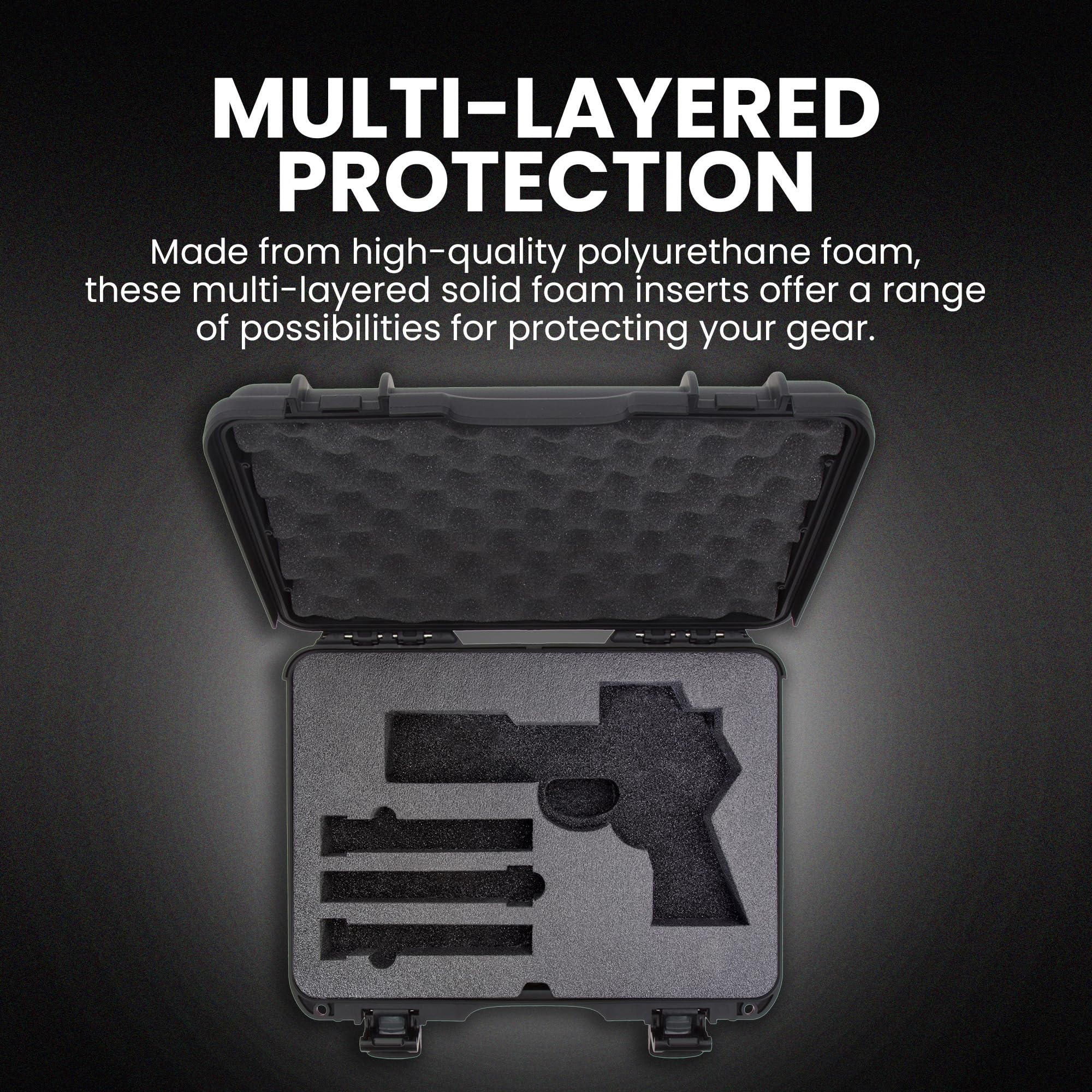 Case NANUK 910 w/Foam for Pistol Optic Ready, Black, Medium, 910S-080BK-0A0-21312