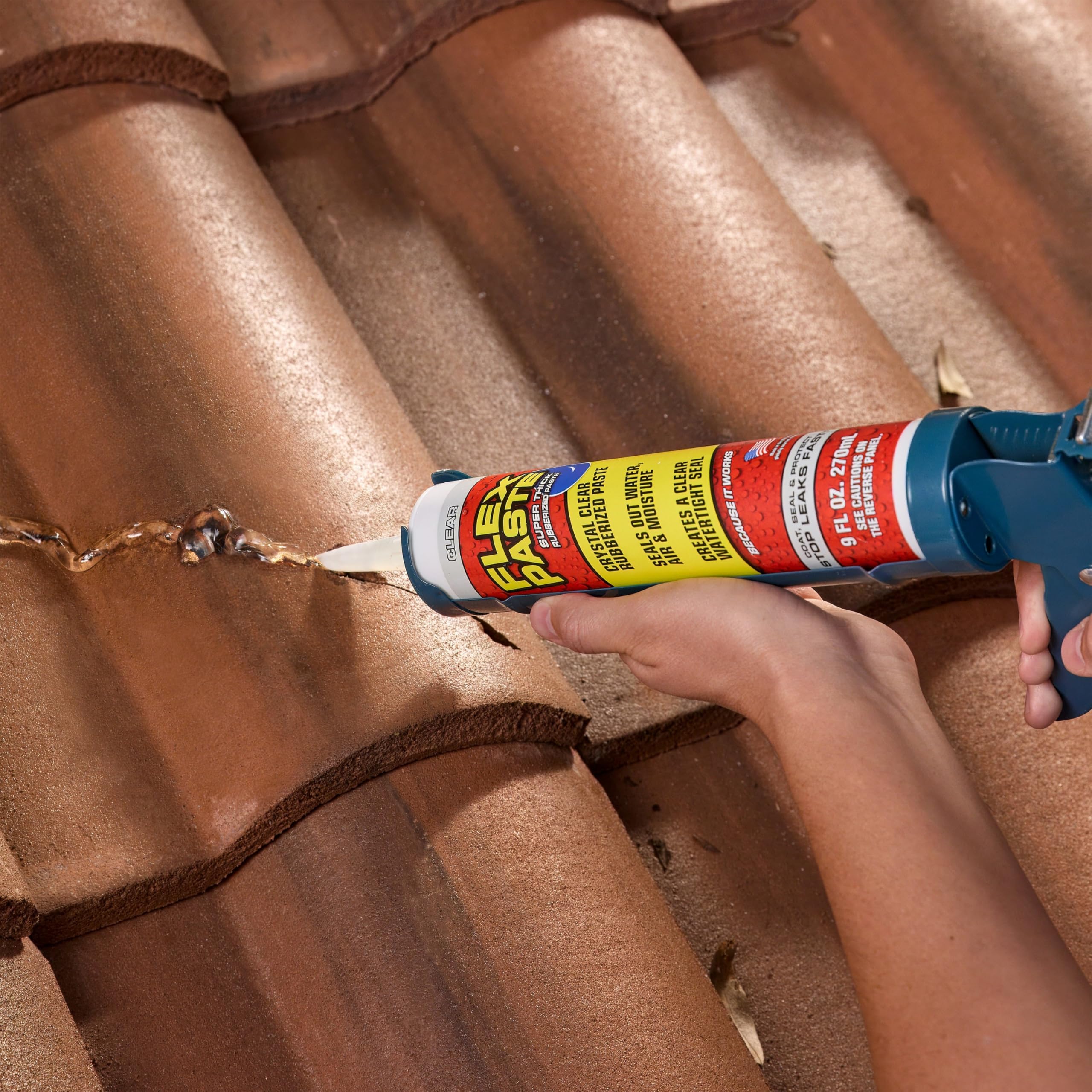 Flex Paste, Paintable Waterproof Putty, Spackle Sealant, Fill Gaps Cracks Holes - Block Out Water and Air - UV Resistant - Walls, Drywall, EPDM, Concrete, Roof, RV Repairs, Clear, Cartridge