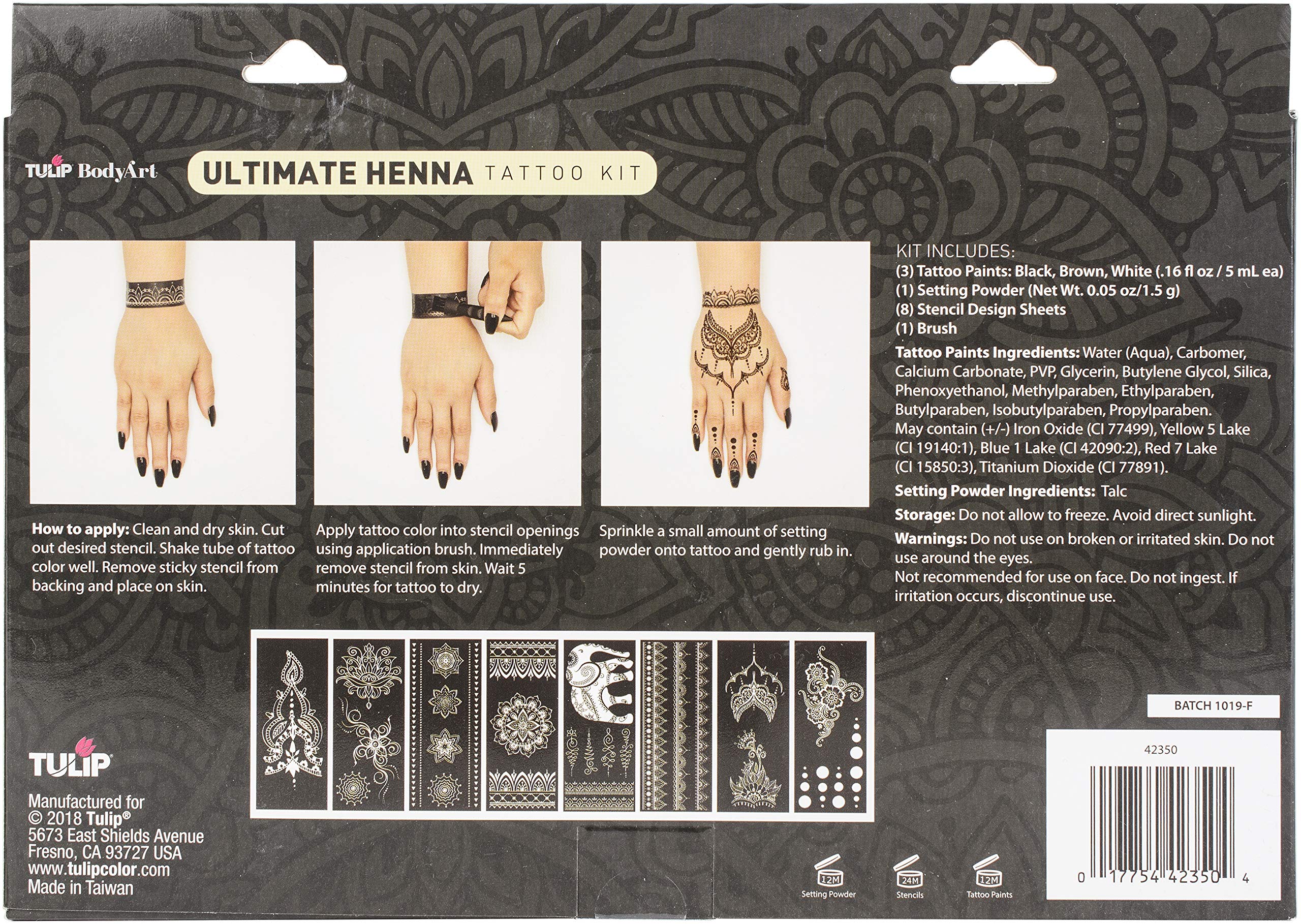 Ultimate Henna Tattoo Kit, Tulip Body Art, Temporary Tattoos, Body Art Stencils