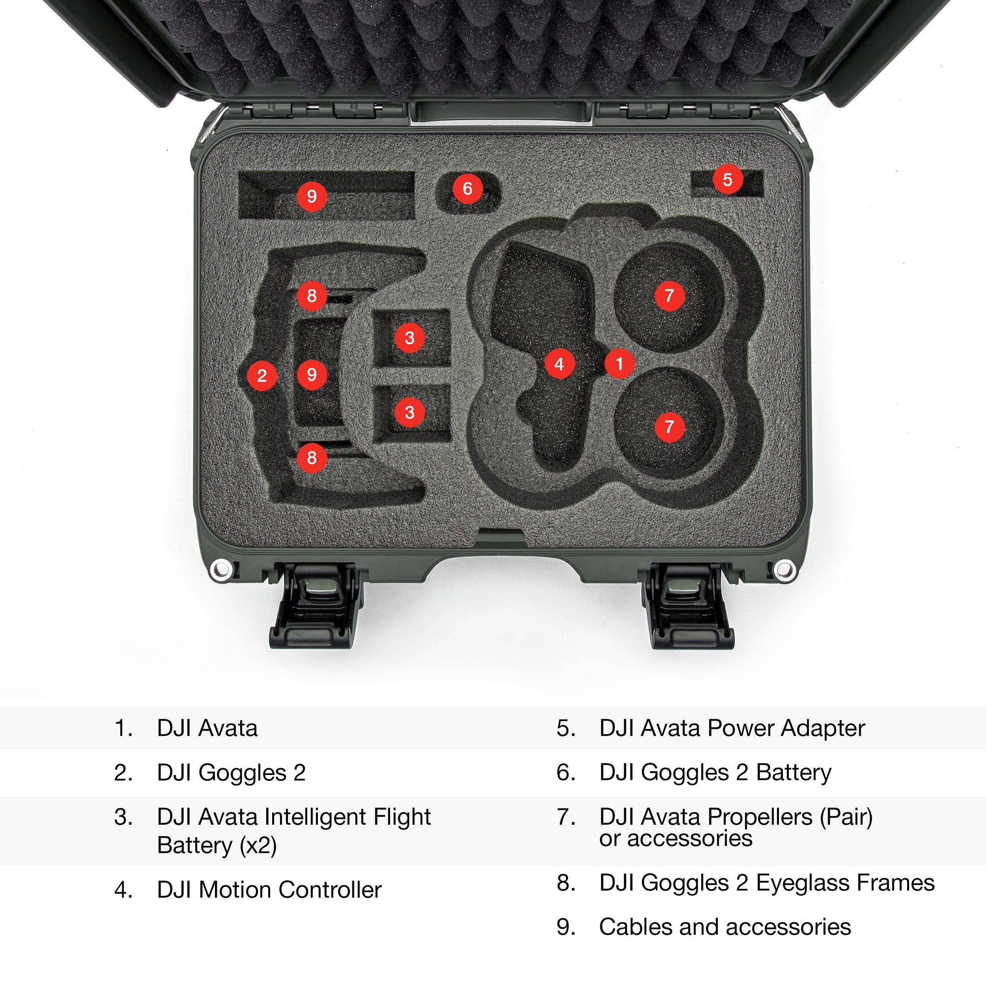 Waterproof Nanuk 915 Hard Case with Foam Insert for DJI Avata FPV Unit, Goggles and Controller - Olive (915S-080OL-0A0-C0778)