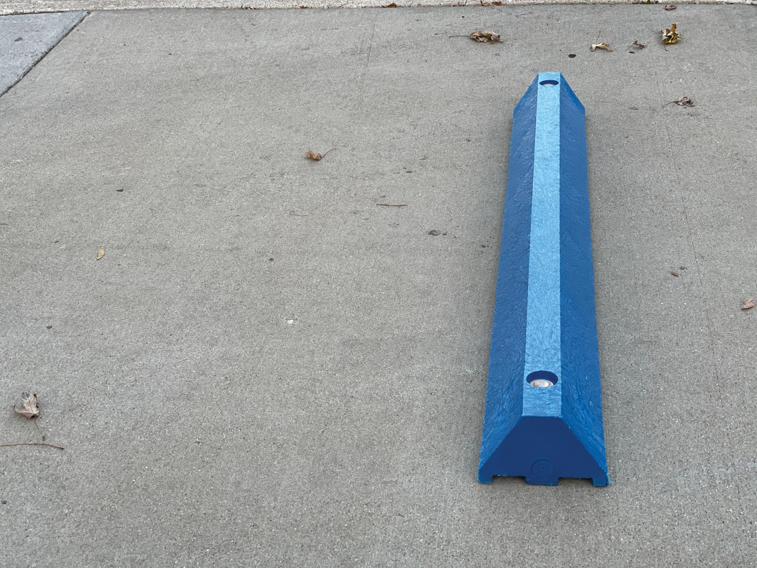 6 Foot Long Eagle High Density Polyethylene Plastic Parking Stop with Anchor Kit, 72" x 8" x 4", Blue, 1790B