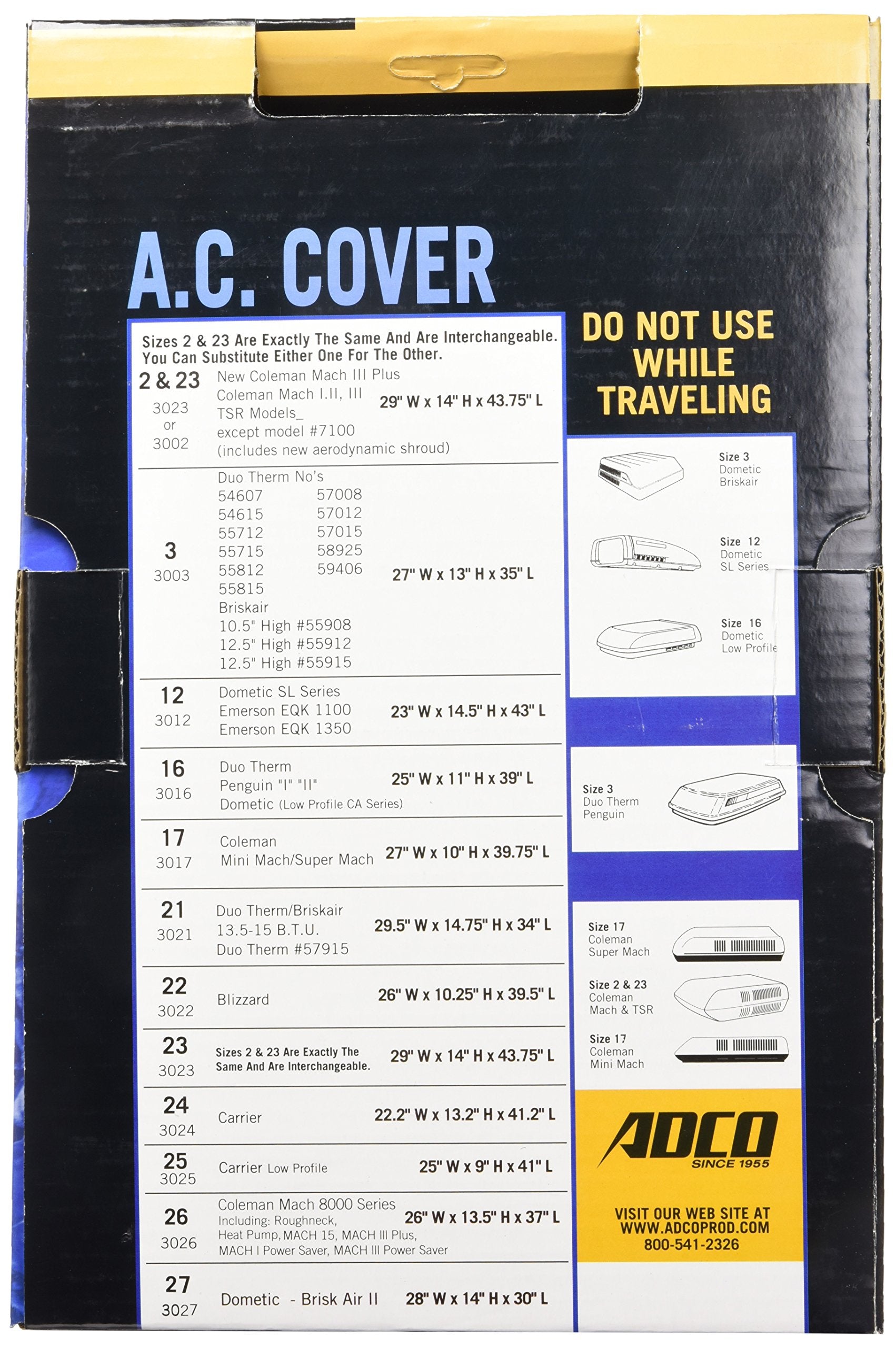 Size 16 ADCO White RV Air Conditioner Cover