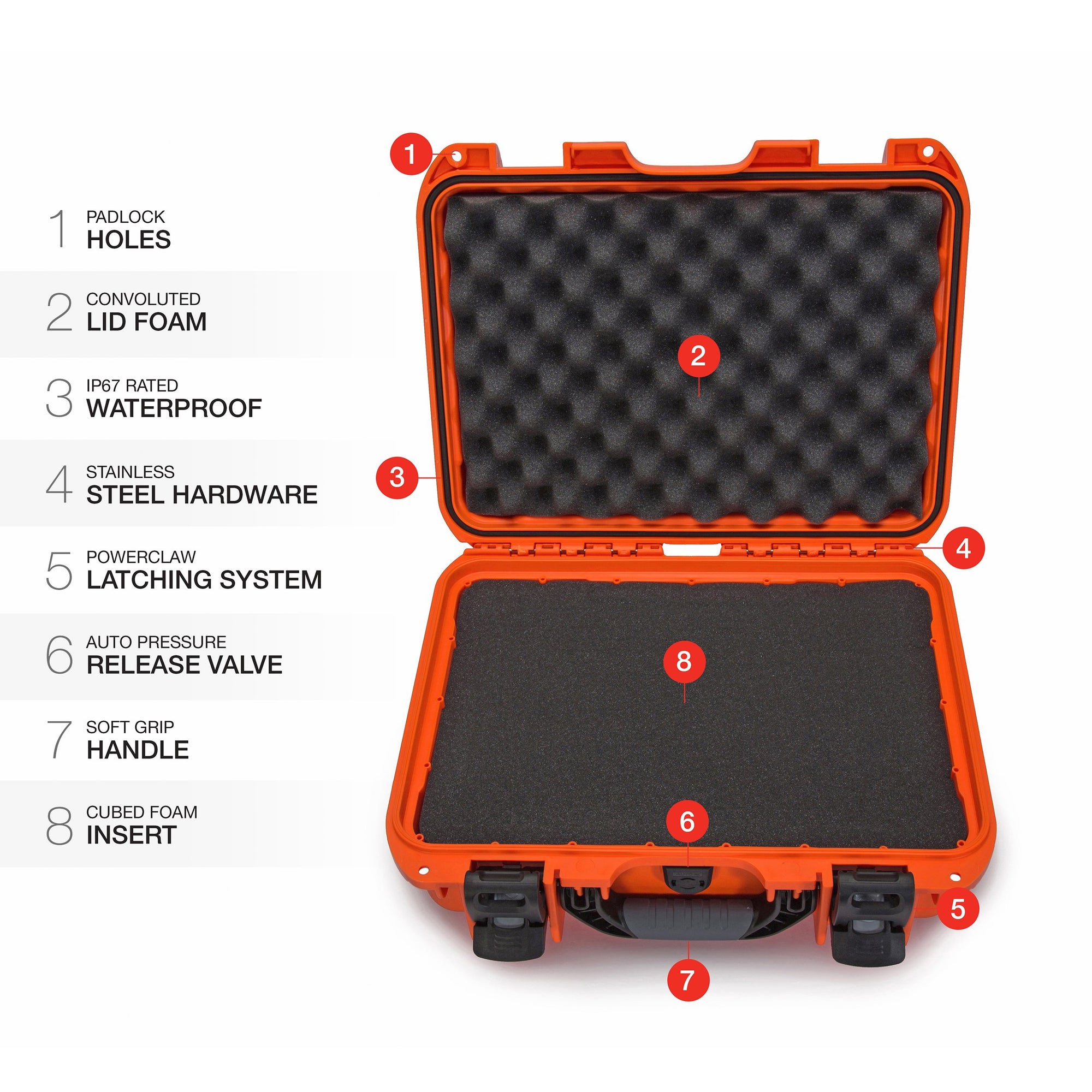 Waterproof Nanuk 920 Hard Case with Foam Insert - Orange