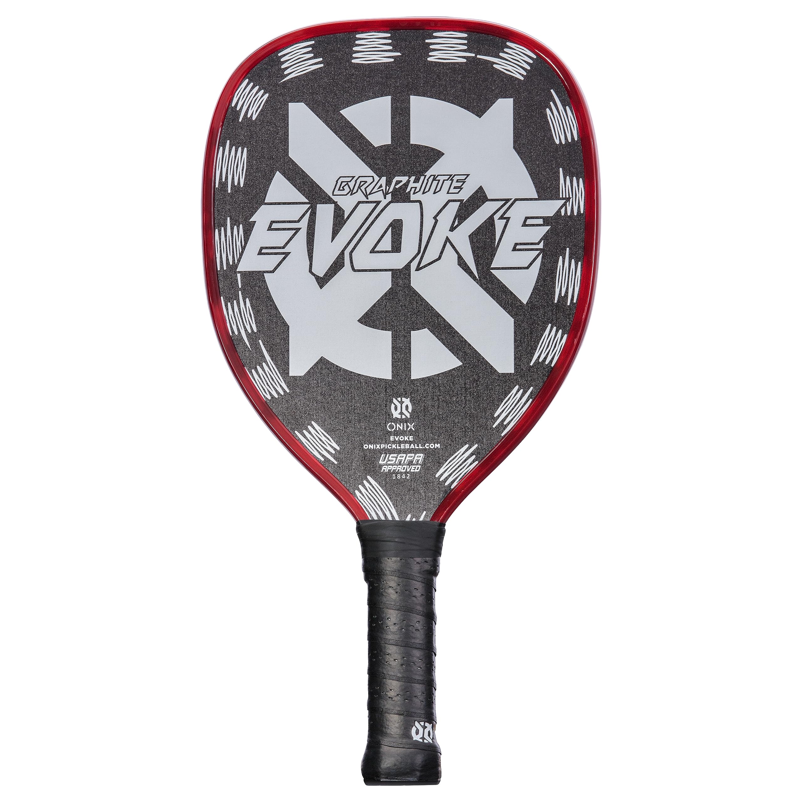 Graphite Onix Evoke Tear Drop Pickleball Paddle Features Tear Drop Shape, Polypropylene Core, and Graphite Face, White