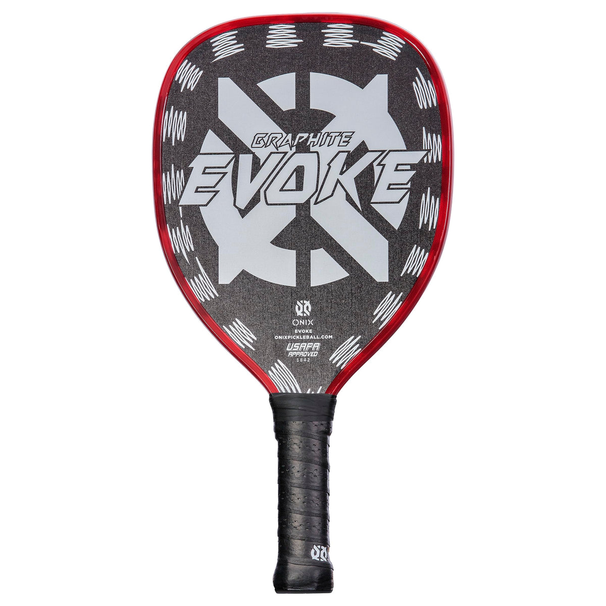 Graphite Onix Evoke Tear Drop Pickleball Paddle Features Tear Drop Shape, Polypropylene Core, and Graphite Face, White