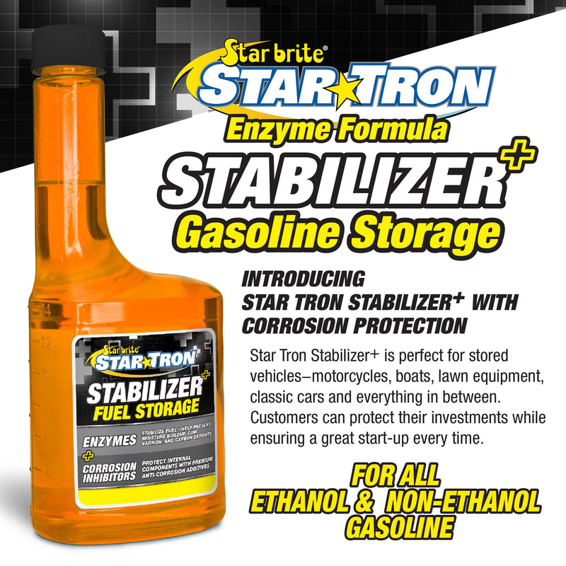 Stabilizer+ Star Tron Fuel Storage & Corrosion Protection, Treats 80 Gallons of Gas - Ideal for Motorcycles, Boats, Lawn Equipment, Classic Cars - 16 OZ (014816)