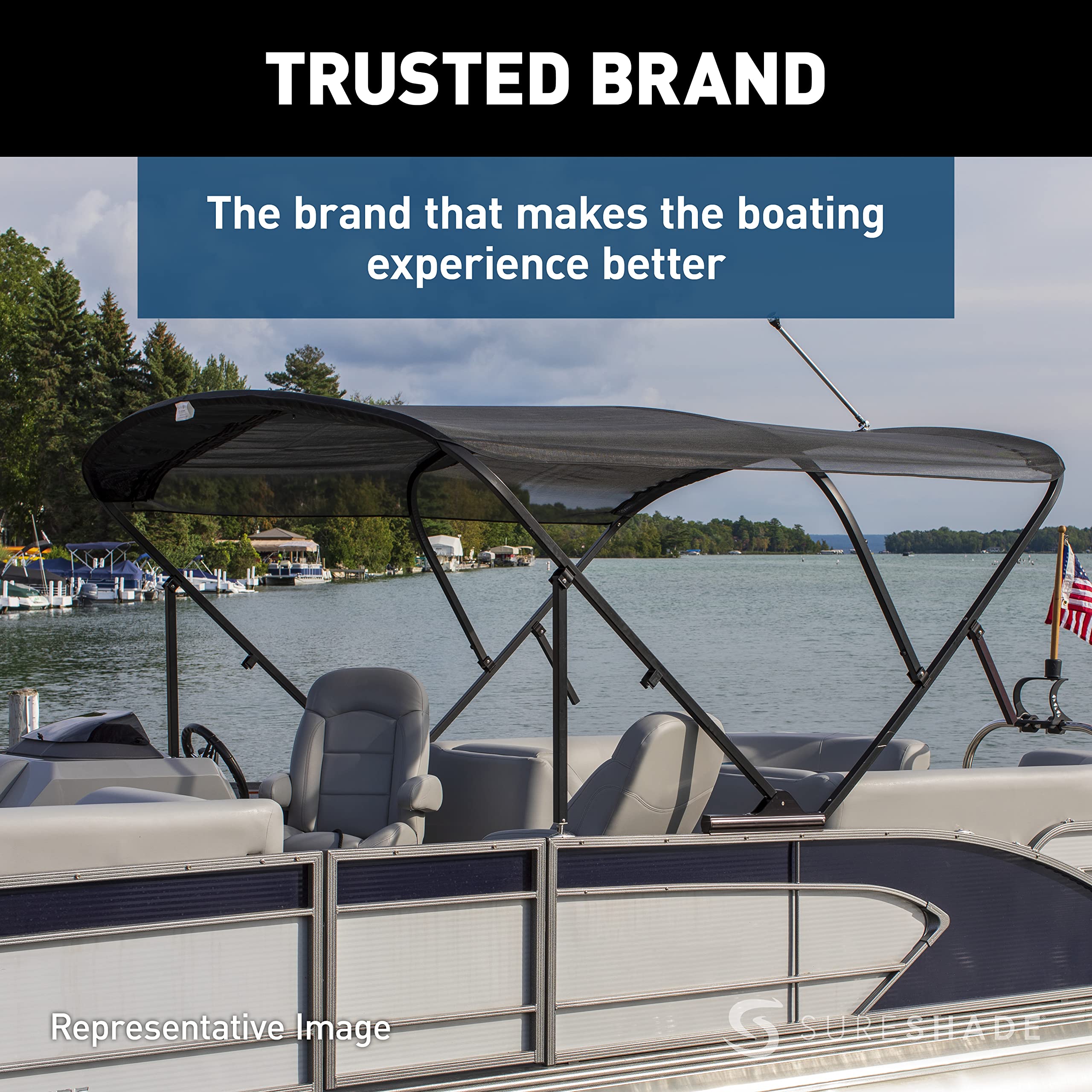 SureShade Speed Top for Pontoon and Deck Boats, Black