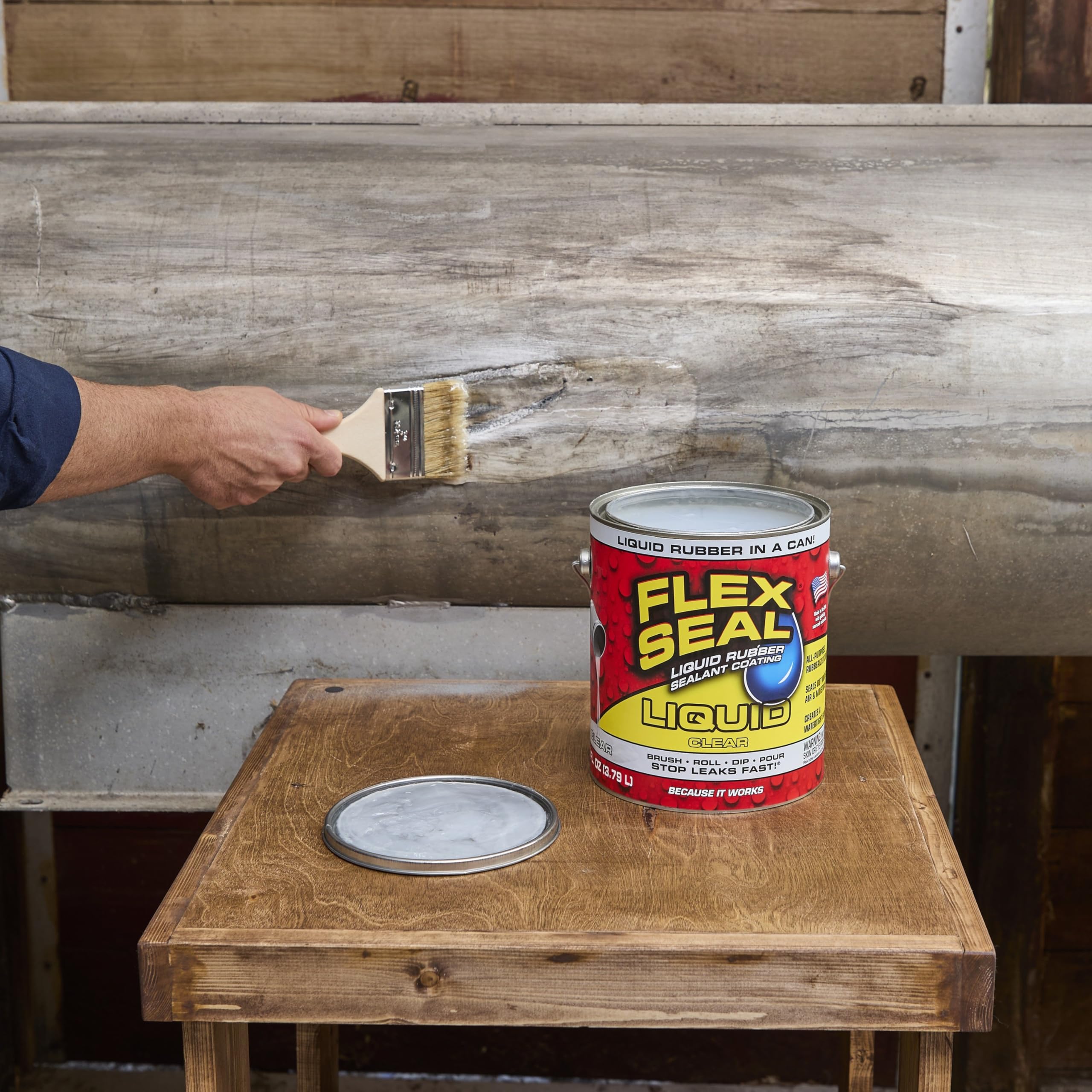 Liquid Rubber Flex Seal, Waterproof, Flexible, Breathable, and UV Resistant Coating Sealant, Roof Repair, Basements, RV, Campers, Trailers, Marine, EPDM, Masonry, 1 Gallon, Clear