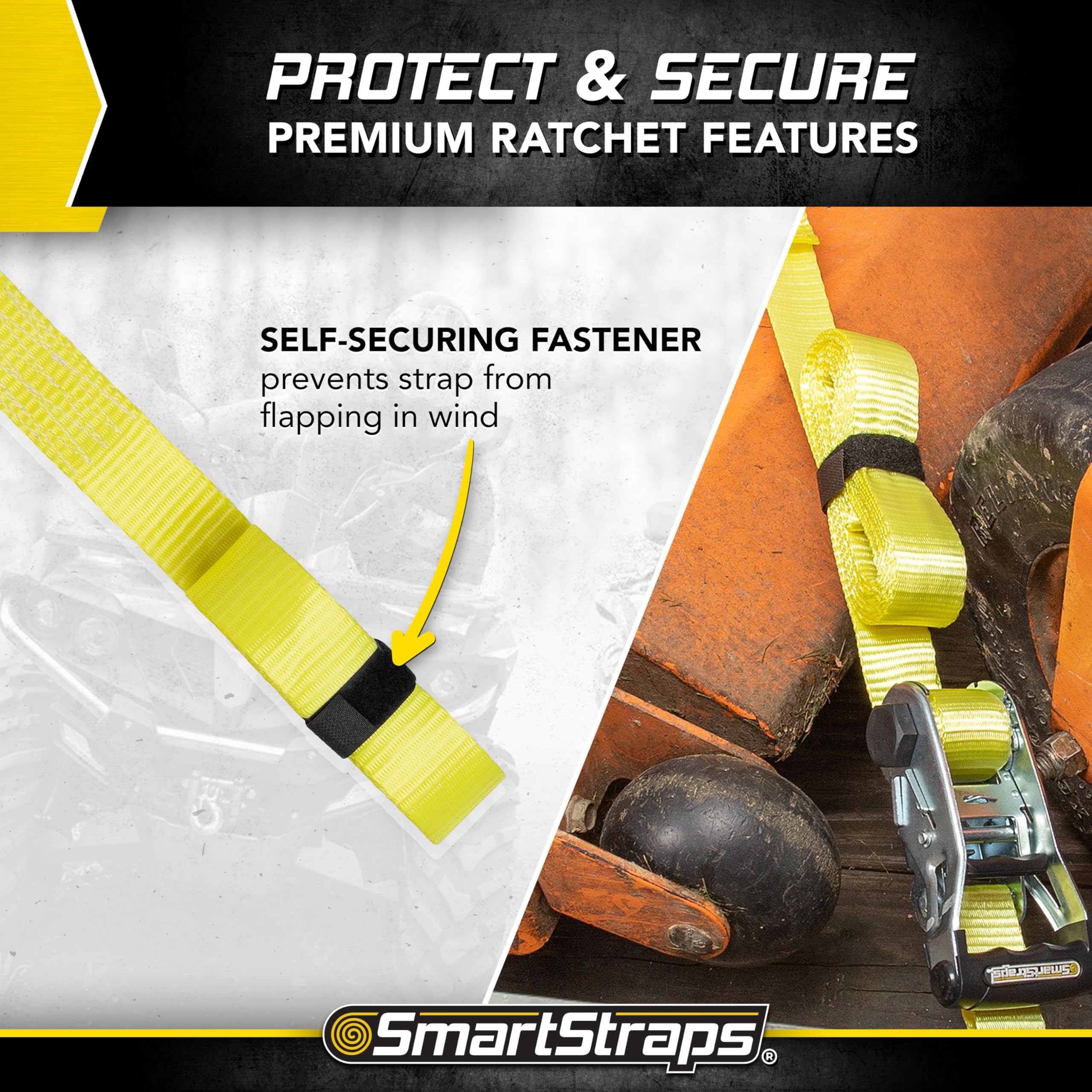14’ SmartStraps Commercial Ratchet Tie Down Strap – 5,000lbs Break Strength, 1,667lbs Safe Work Load – Commercial Duty Tie Downs for High-Investment Heavier Loads