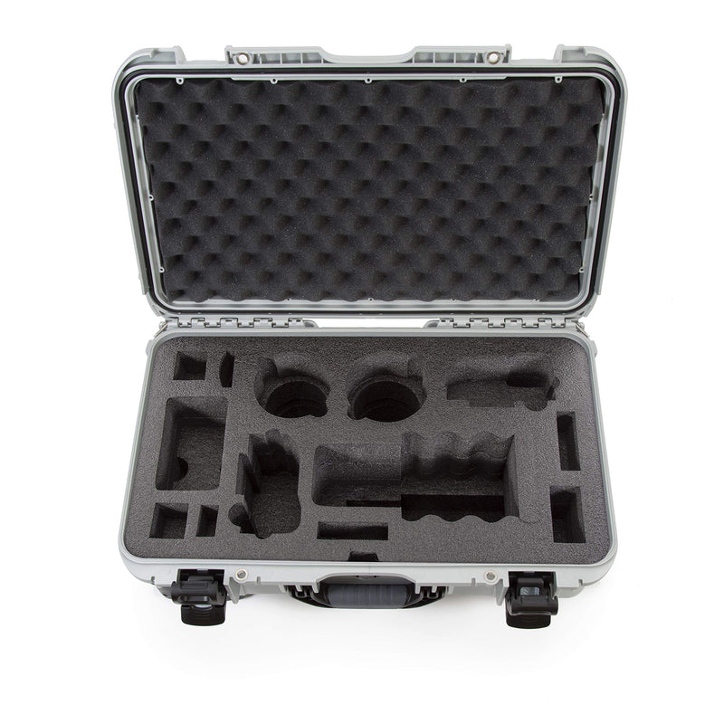 Waterproof Nanuk 935 Carry-On Hard Case with Custom Foam Insert for Sony a7R Size Camera w/Wheels - Silver