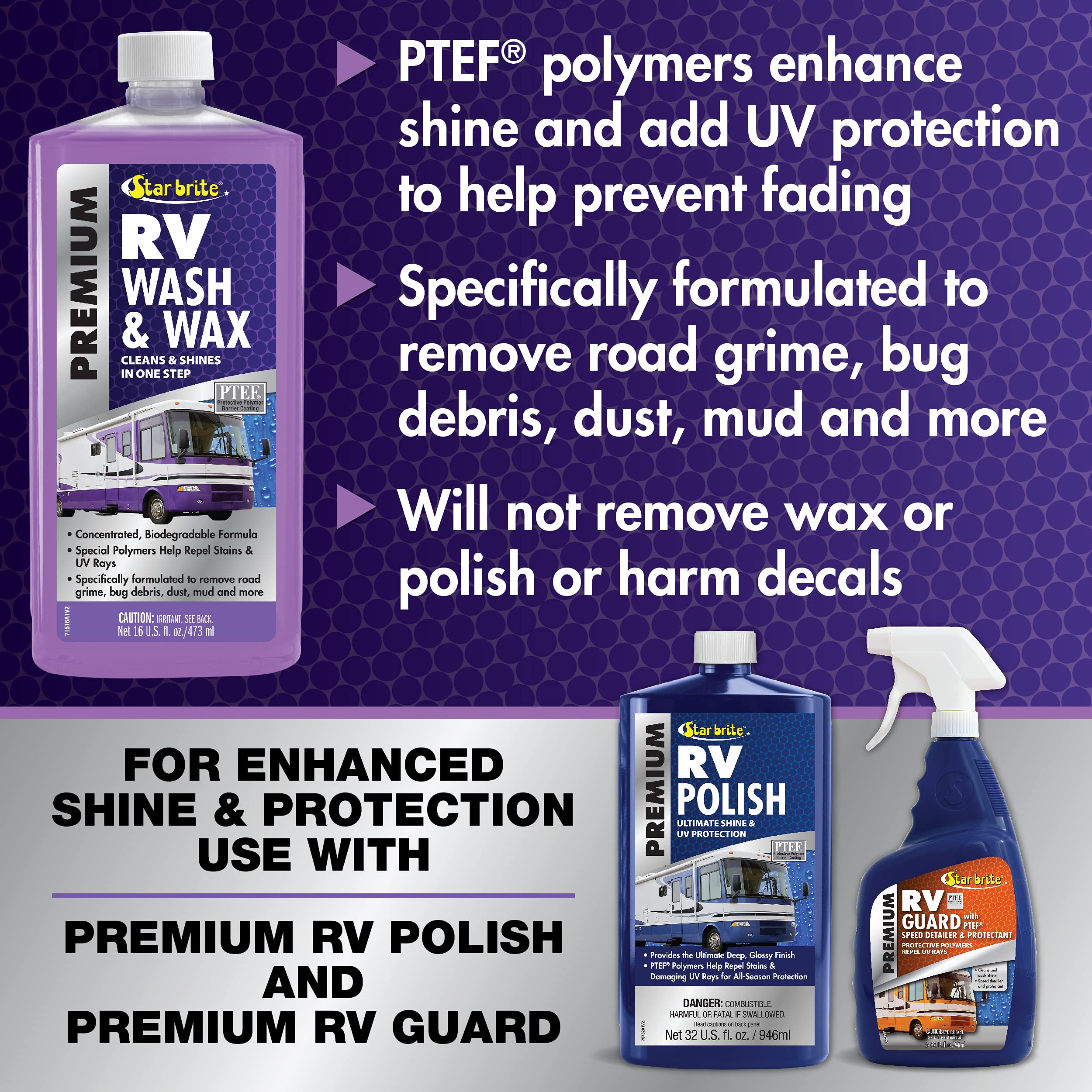 RV Wash & Wax STAR BRITE - Concentrated Cleaner - Cleans & Shines in One Easy Step + Repels Future Stains & Protects from UV Damage 128 Oz (71500)