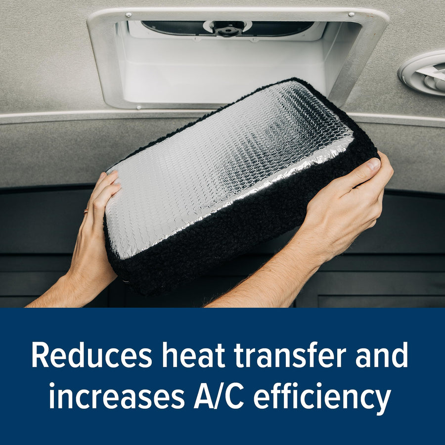 Camco 45196 Black-Out RV Vent Insulator with Reflective Surface, 14-Inch x 14-Inch, Black - Blocks The Sun's Damaging Rays - Reduce Heat Transfer and Increases A/C Efficiency