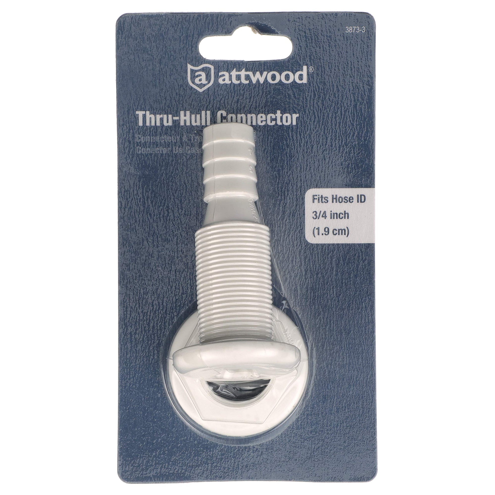 Polypropylene attwood 3873-3 Straight Thru-Hull Connector for Boating Plumbing Fittings, White Finish