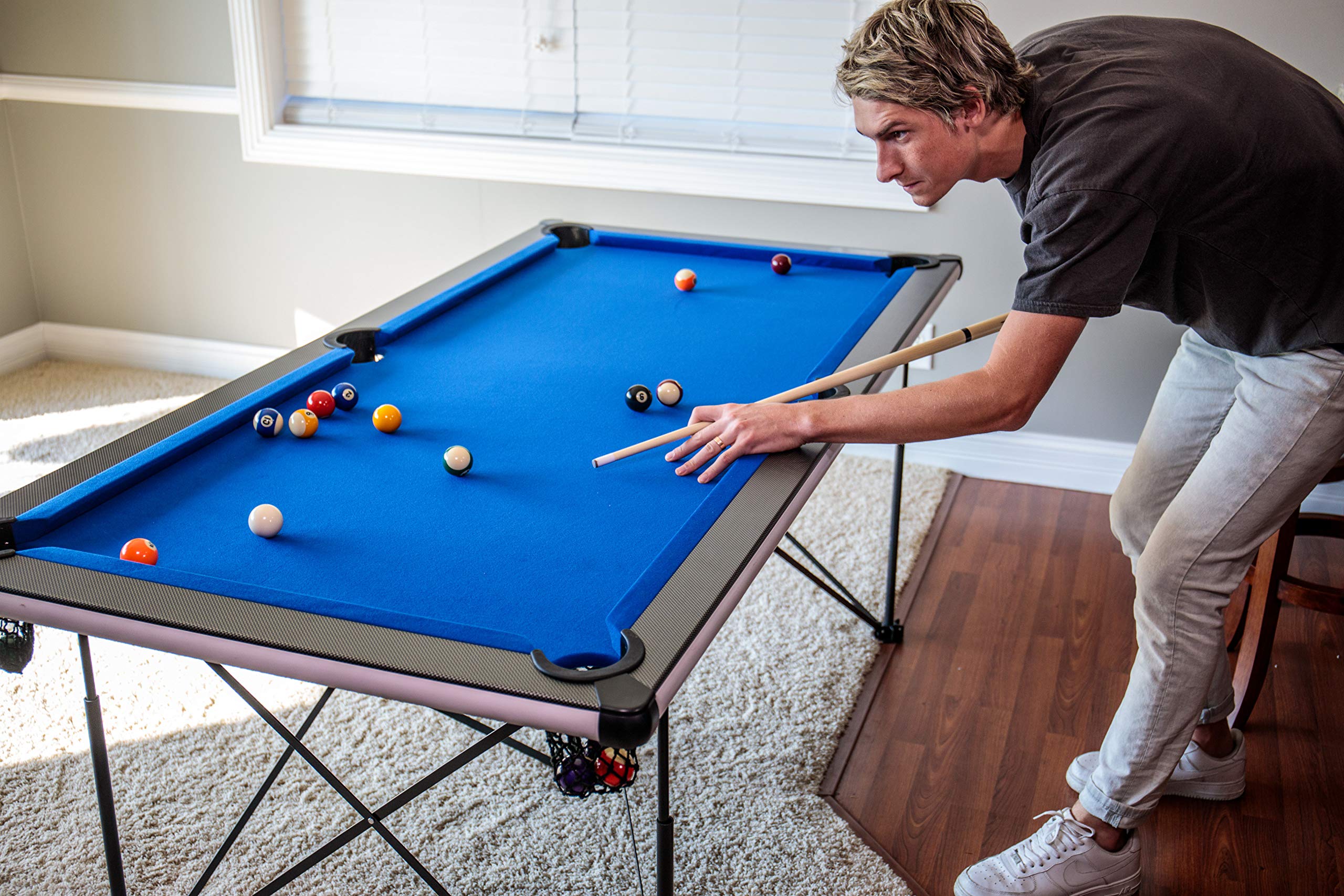 Portable Triumph Sports 6’ Pop Up Folding Pool/Billiard Table with Folding Legs, Instant Assembly and Accessories Included