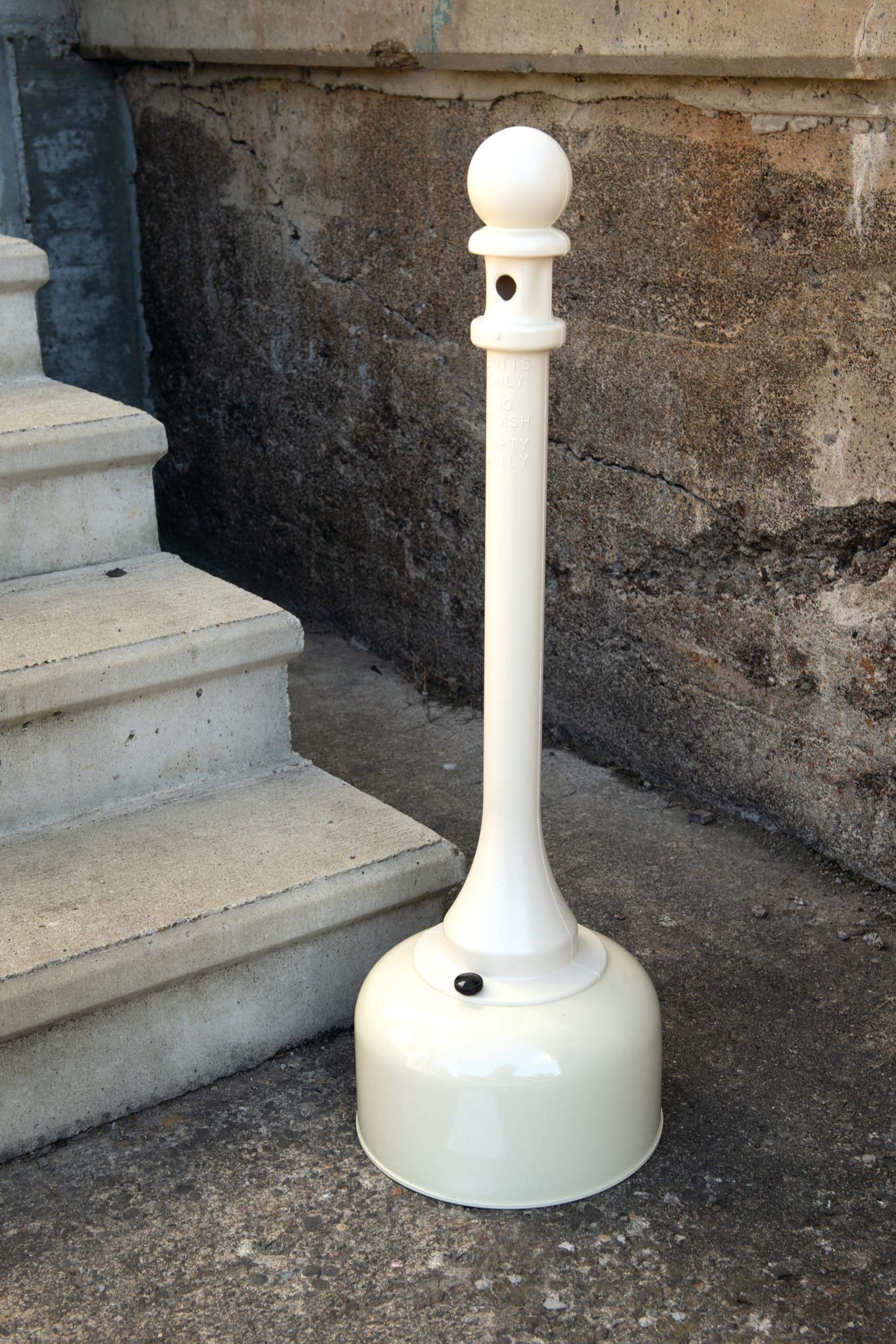 Eagle Galvanized Steel 1202BEI Poly Tube Cigarette Butt Receptacle, 2 gallon Capacity, 35" Height, 11" Diameter, Beige