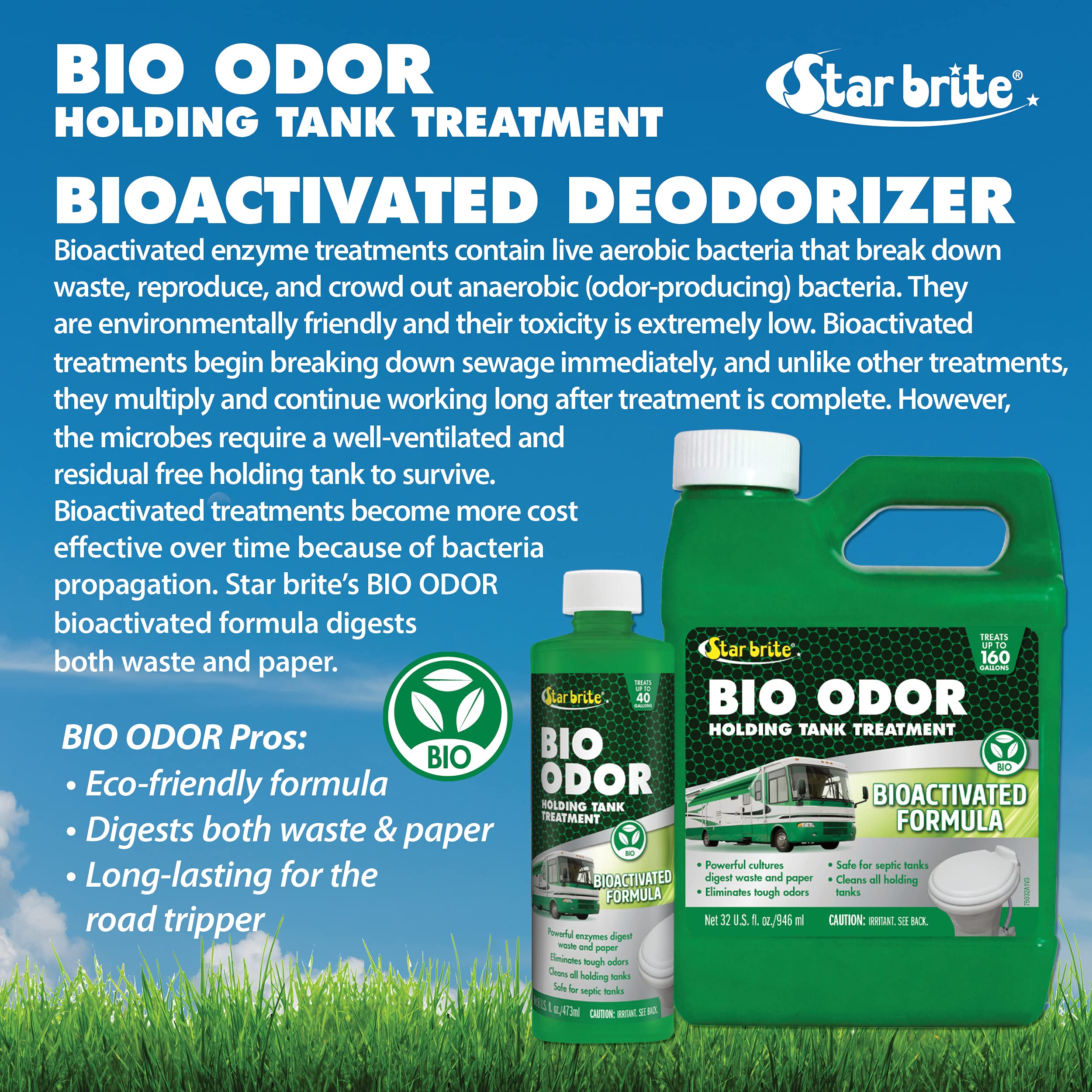 Bio Odor STAR BRITE Enzyme Holding Tank Treatment 8oz 4 Pack (075008)