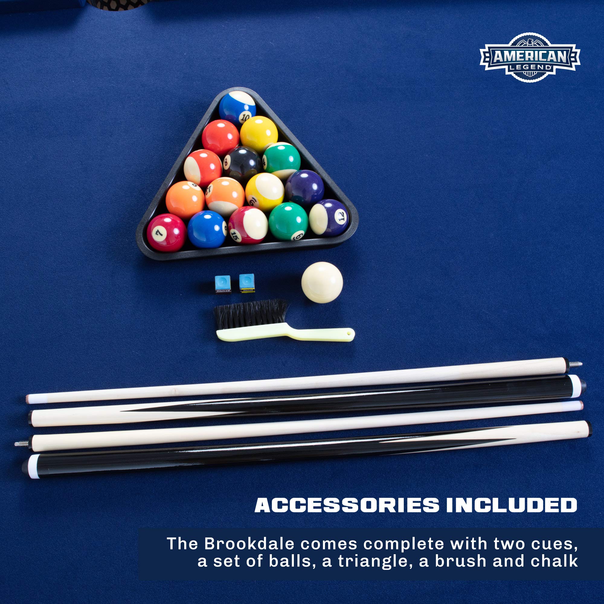 Brookdale American Legend 90” Billiard Table with Rustic Wood Finish and Navy Blue Cloth