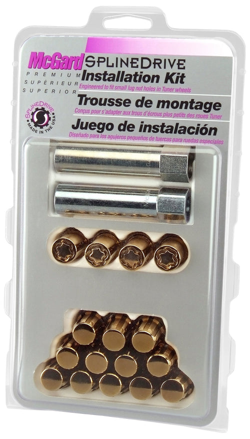SplineDrive McGard 65457GDC Chrome/Gold Wheel Installation Kit (M12 x 1.5 Thread Size) - for 4 Lug Wheels
