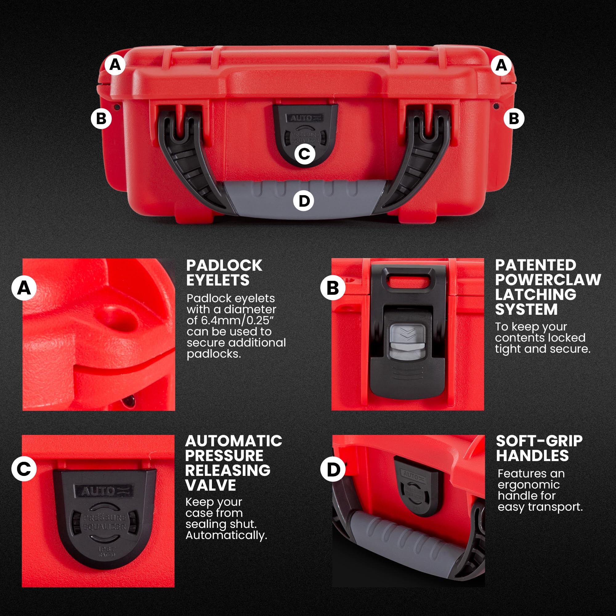 Waterproof NANUK 903 First Aid Box Empty – Durable, Medical First Aid Organizer Case, IP67-Rated, Dustproof, Impact-Resistant, and Floats (7.4" x 4.9" x 3.1") – Red