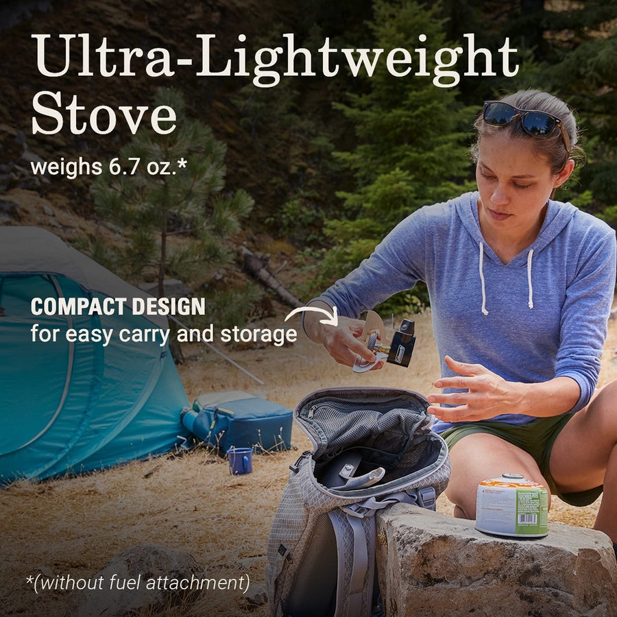 Coleman 1-Burner Classic Portable Backpacking Stove, Lightweight Camp Stove with Adjustable Burner, PerfectFlow Pressure Control, Ten Thousand BTUs Power - Ideal for Camping, Backpacking, Tailgating