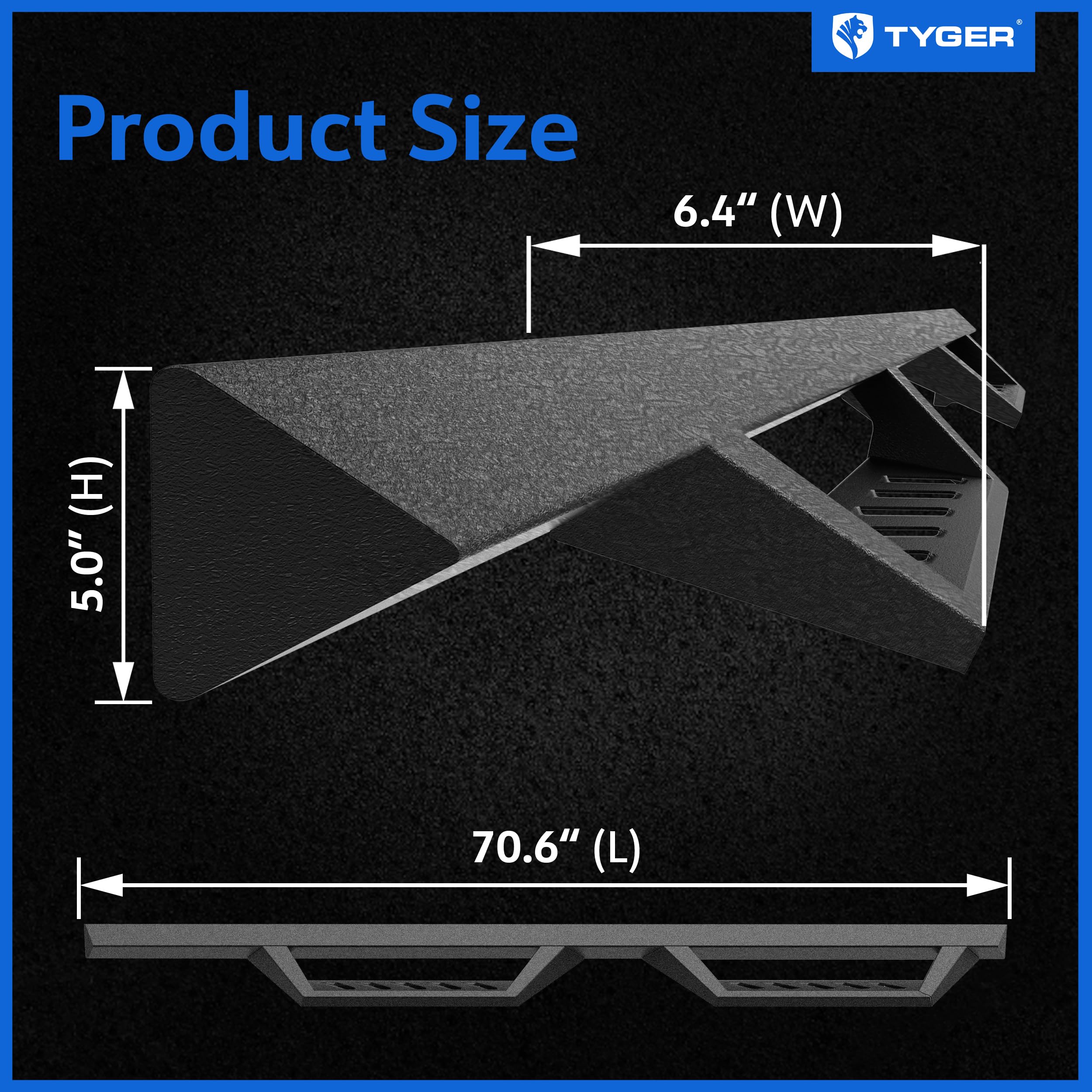 Tyger Auto LanderX Running Board 2007-2018 Compatible with Jeep Wrangler JK 4-Door (Exclude JL) | TG-LX3J82518 | Drop Step Side Step Rail Nerf Bars