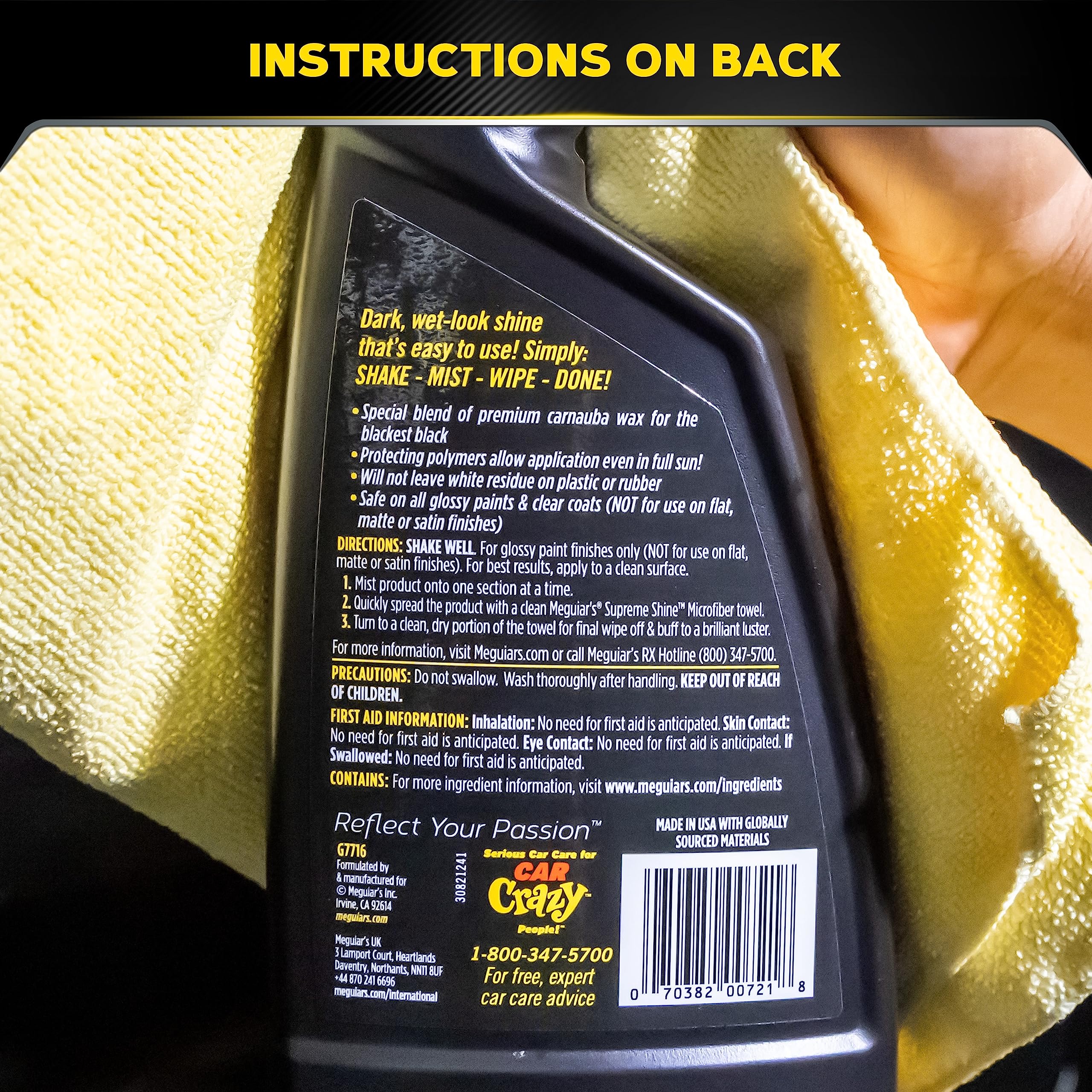 Meguiar's Gold Class Carnauba Quik Wax, Clear Coat Safe Special Blend for Richness and Shine, Spray That Leaves Lasting Results Without Residue, 16 Oz
