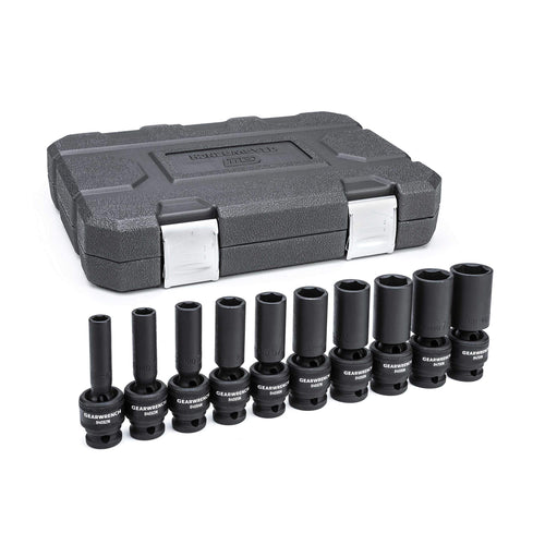 10 Pc. GEARWRENCH 1/2" Drive 6 Pt. Deep Universal Impact Socket Set, SAE - 84943N