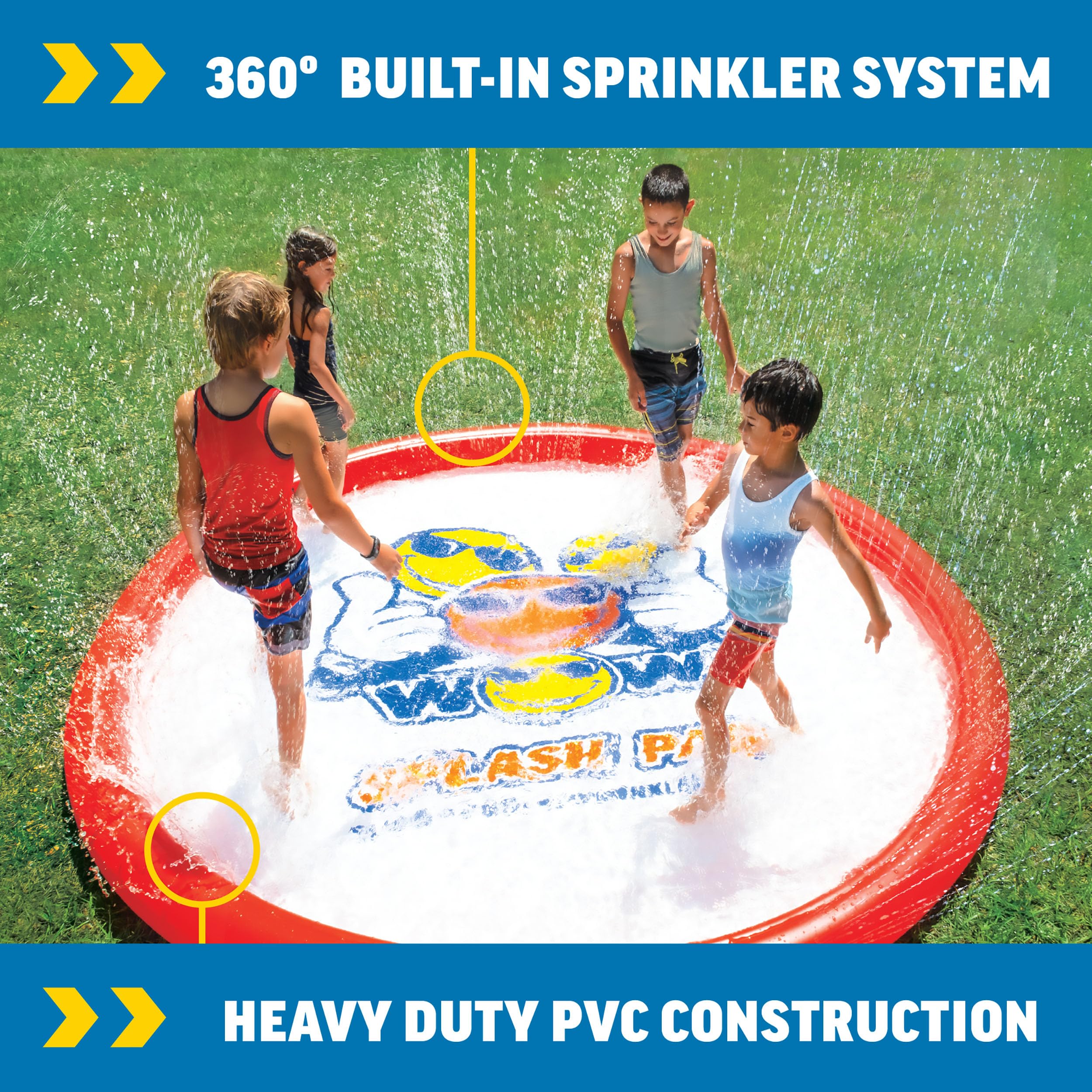 Giant WOW Sports Splash Pad, Durable wading pool with Built in Sprinklers