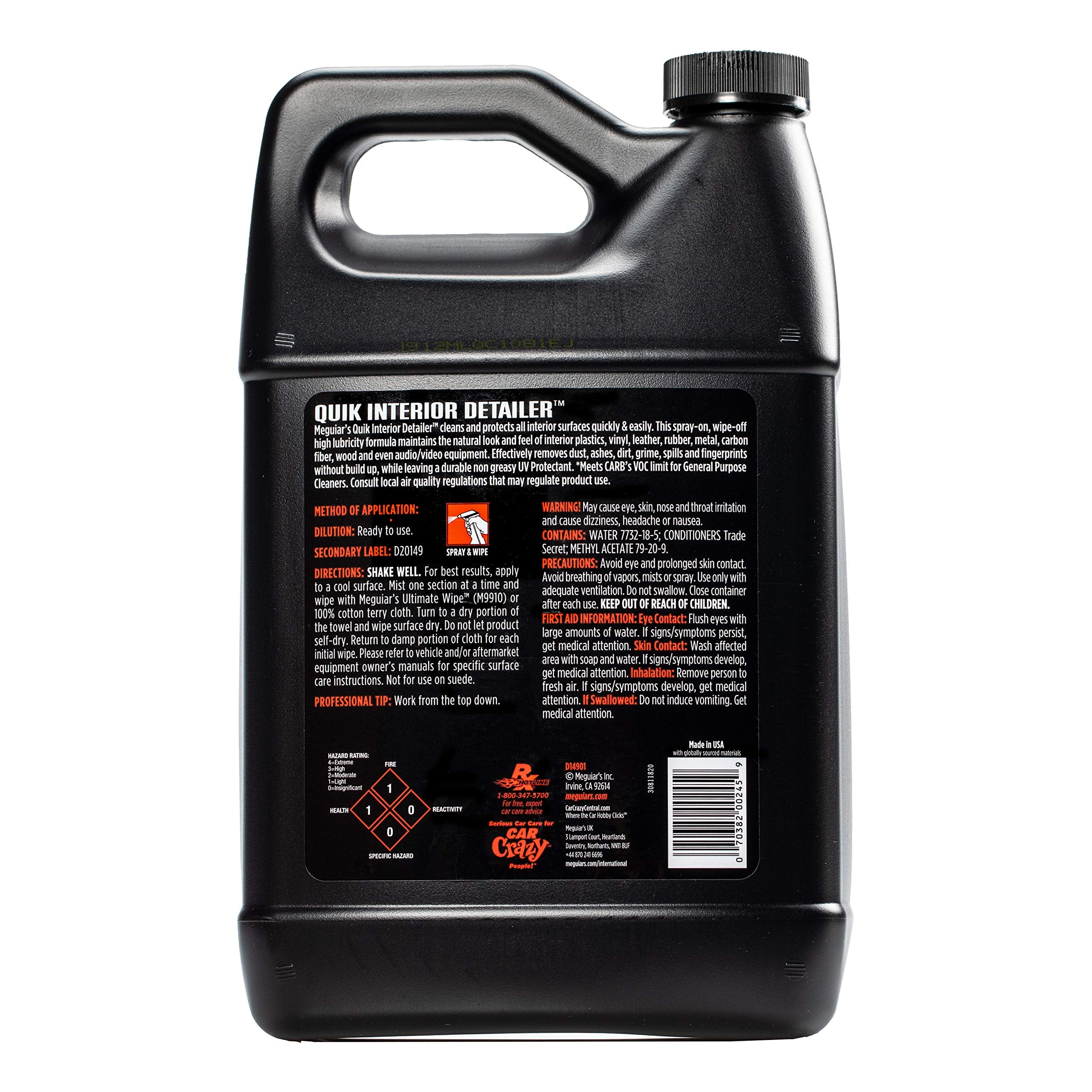 Detailer Meguiar's Quik Interior Detailer 3.79L safely cleans all interior surfaces