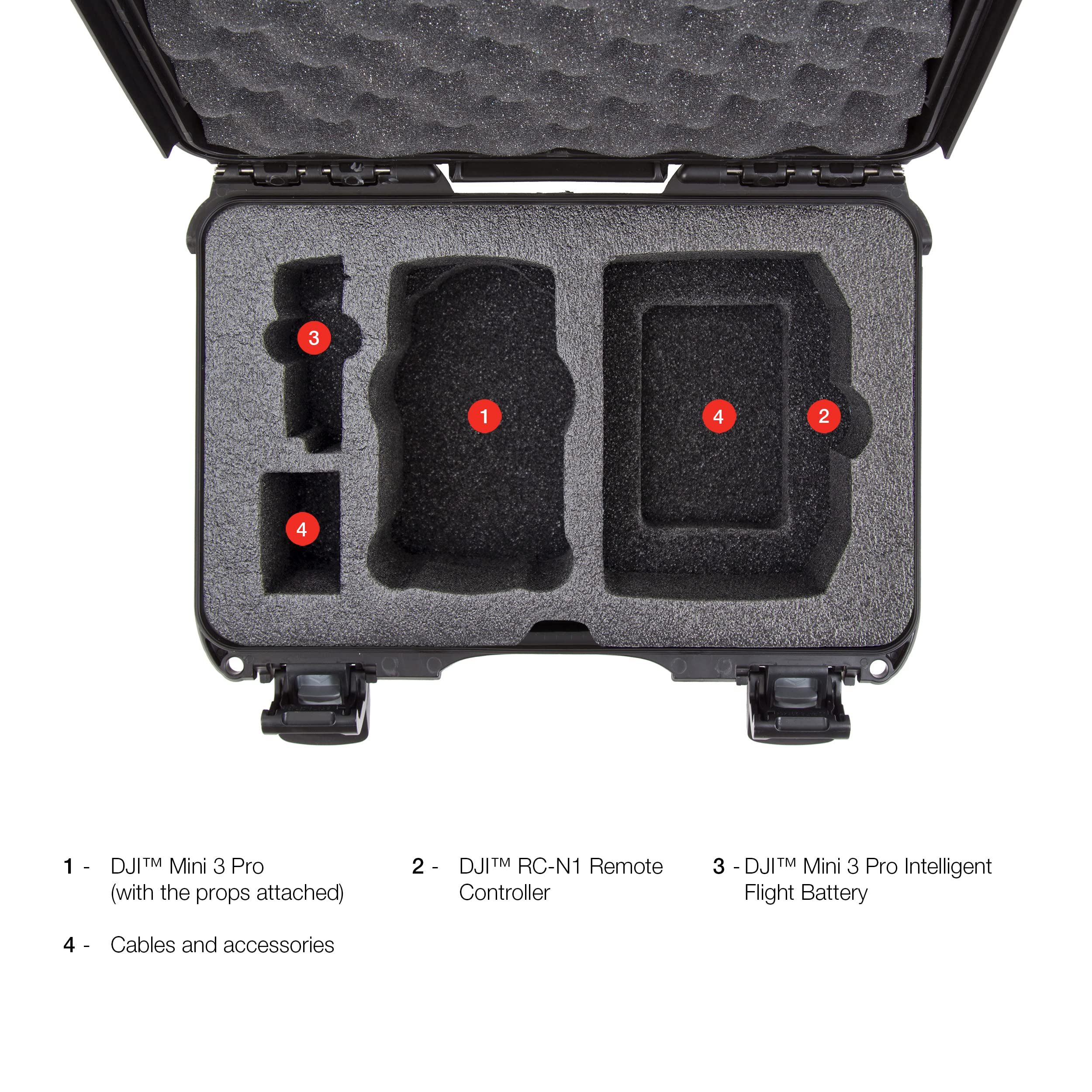 Waterproof Nanuk 909 Hard Case with Foam Insert for DJI Mini 3 Pro and RC-N1 Remote, Black