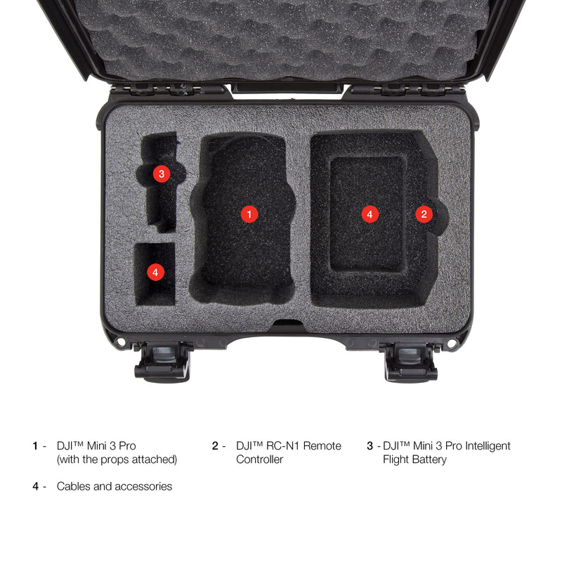 Waterproof Nanuk 909 Hard Case with Foam Insert for DJI Mini 3 Pro and RC-N1 Remote, Black