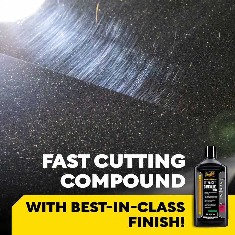 Meguiar’s M105 Mirror Glaze Ultra-Cut Compound, Pro-Grade Car Compound for Removing Scratches and Heavy Swirls, Restores Gloss and Clarity, Car Guy Gifts for Men and Women Who Love to Detail, 8 Oz