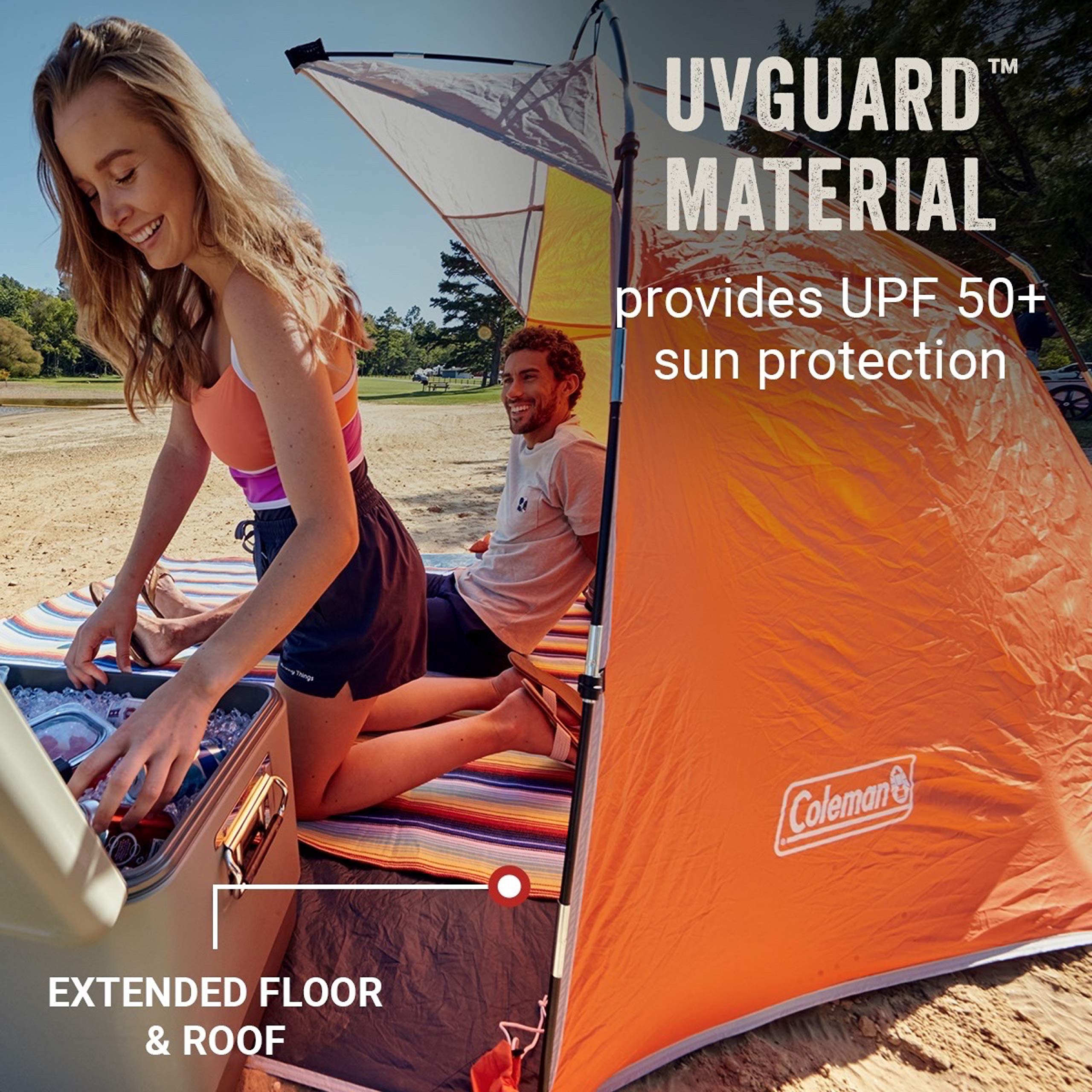 Coleman Large Skyshade Portable Sun Shelter, Easy Setup with Pre-Attached Poles, Beach Canopy Provides Cover from Sand & Sun
