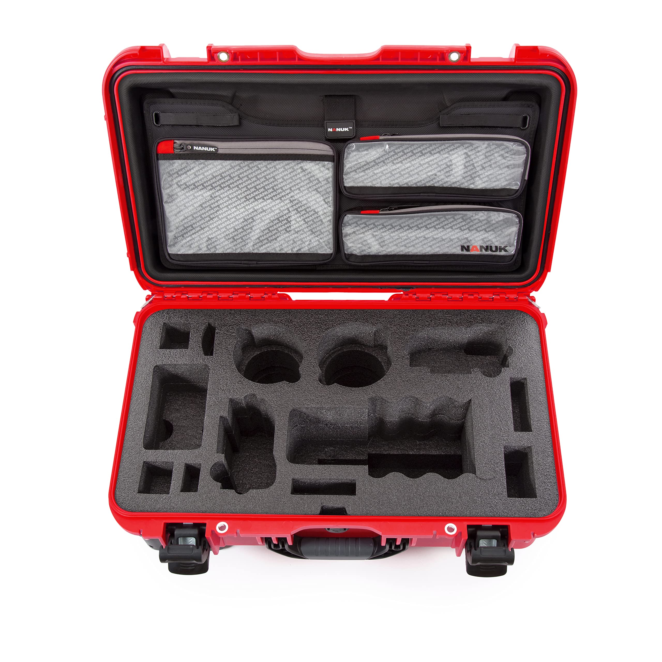 Waterproof Nanuk 935 Carry-On Hard Case with Lid Organizer for Sony A7R Size Camera w/Wheels - Red,935-SON9