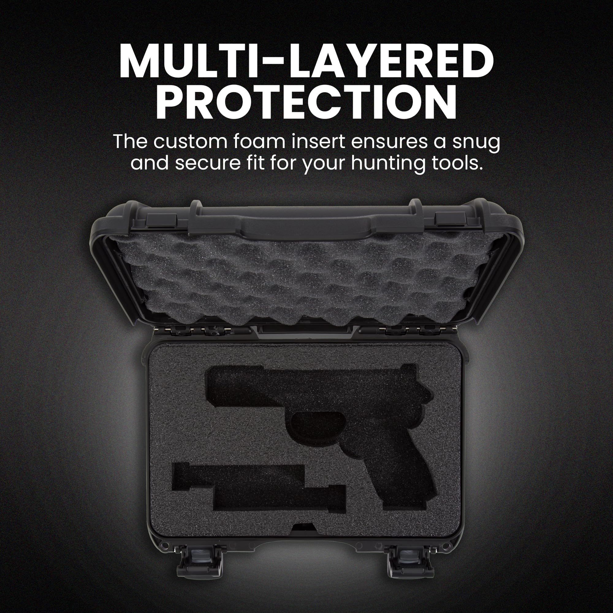 Hard Case NANUK 909 with Custom Foam Insert for Glock, IP67 Waterproof & Crushproof, Rugged Construction for Ultimate Protection, Made in Canada – Black (12.6” x 9” x 4.4”)