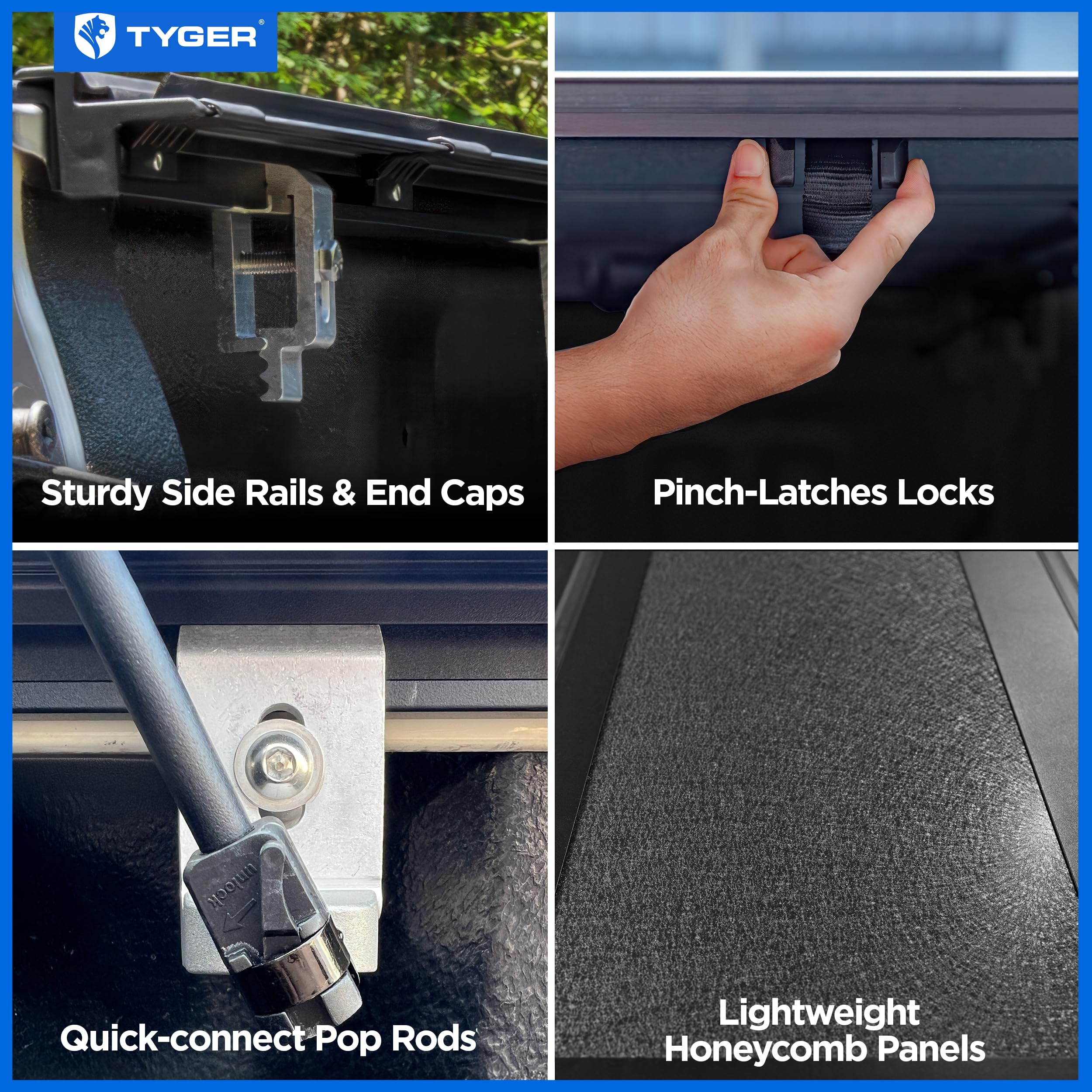 Tyger Auto T4 Low Profile Flip-Up Hard Alloy Truck Bed Tonneau Cover Compatible with 2024-2026 Toyota Tacoma | 5' (60") Bed | TG-BC4T4431