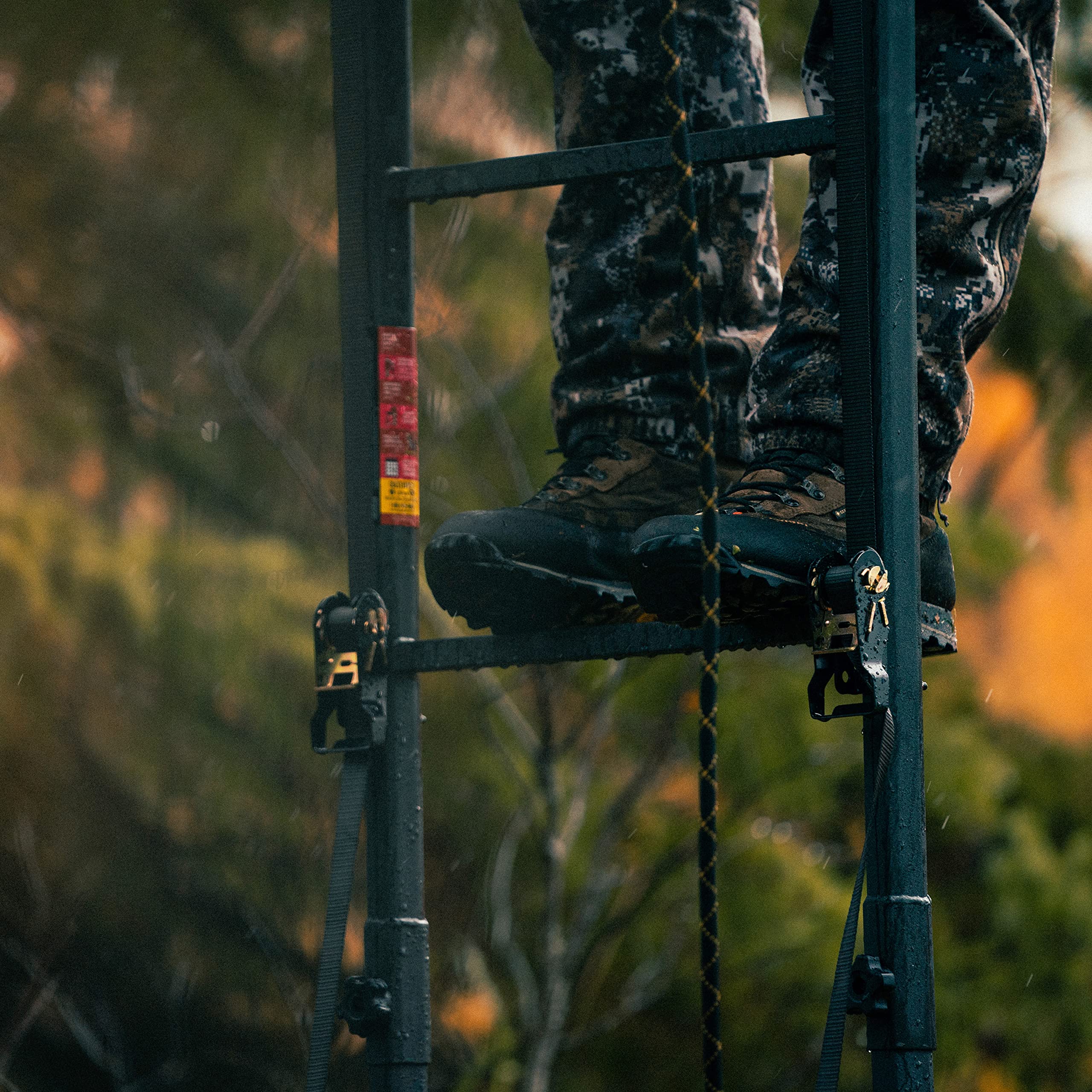 Lockdown™ 2-Man Rivers Edge® 17' Height, Flip-Up TearTuff™ Mesh Bench Seat, The Ultimate Shooting Rail, Patent-Pending Ground-Level Ratcheting Technology™, LD203