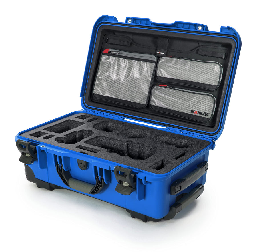Nanuk Waterproof 935 Carry-On Hard Case with Lid Organizer for Sony A7R Size Camera w/Wheels - Blue,935-SON8