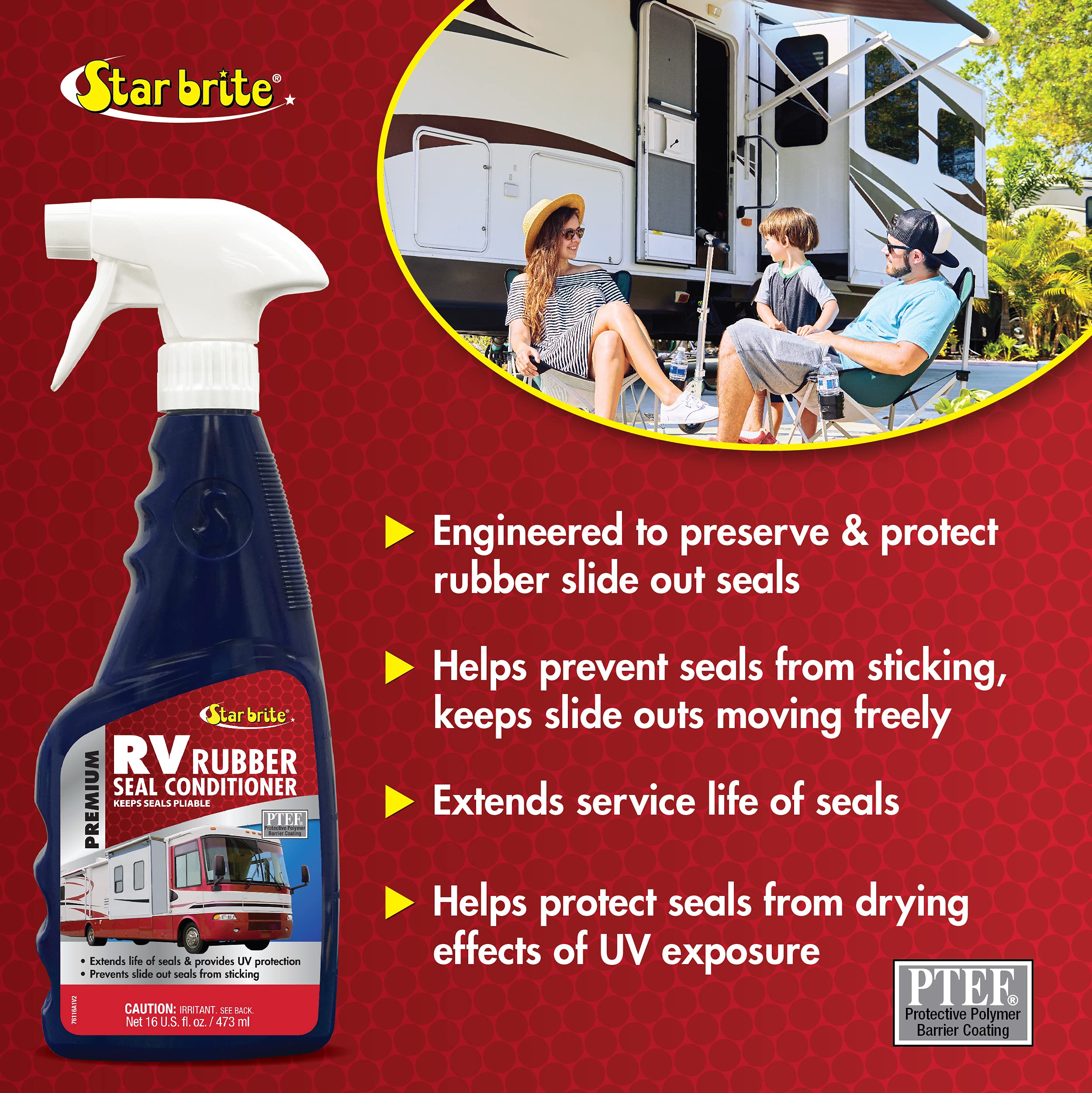 Premium STAR BRITE RV Rubber Seal Conditioner - Protects & Extends the Life of Rubber Seals - UV & Weather Resistant - 16 OZ (076116)