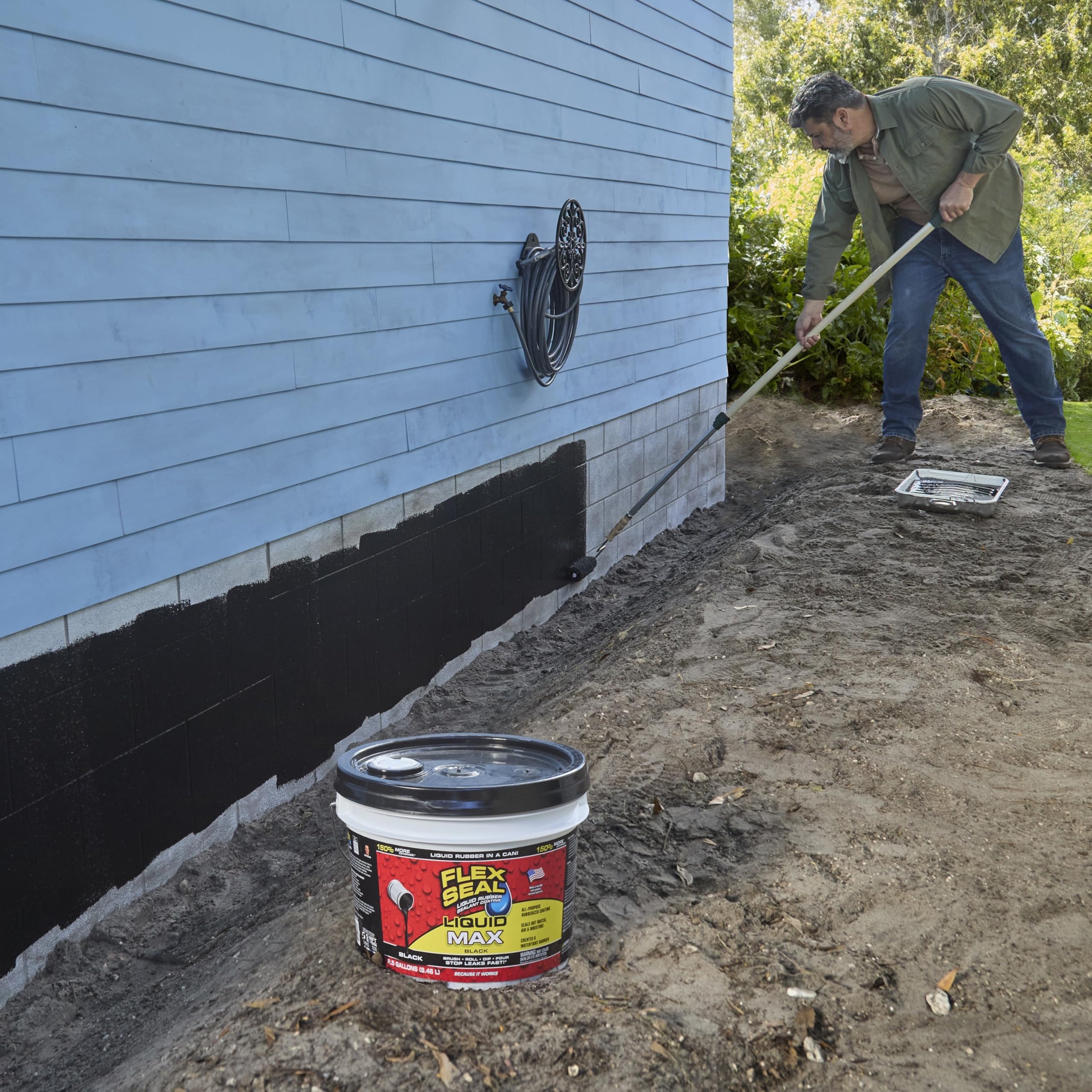 Flex Seal Liquid, Liquid Rubber Coating Sealant, Waterproof, Flexible, Breathable, UV Resistant, Roof Repair, Basements, RV, Campers, Trailers, Marine, EPDM, MAX, Black, 2.5 Gallon