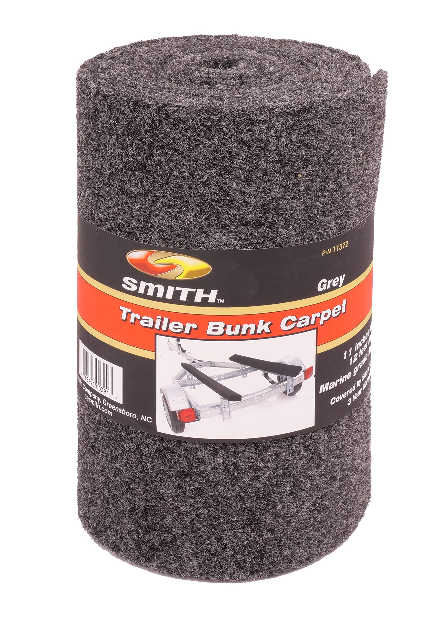 Trailer Roll Carpet - CE Smith - Boat & Trailer Accessories & Replacement Part - 11” x 12’ - Grey (11372)
