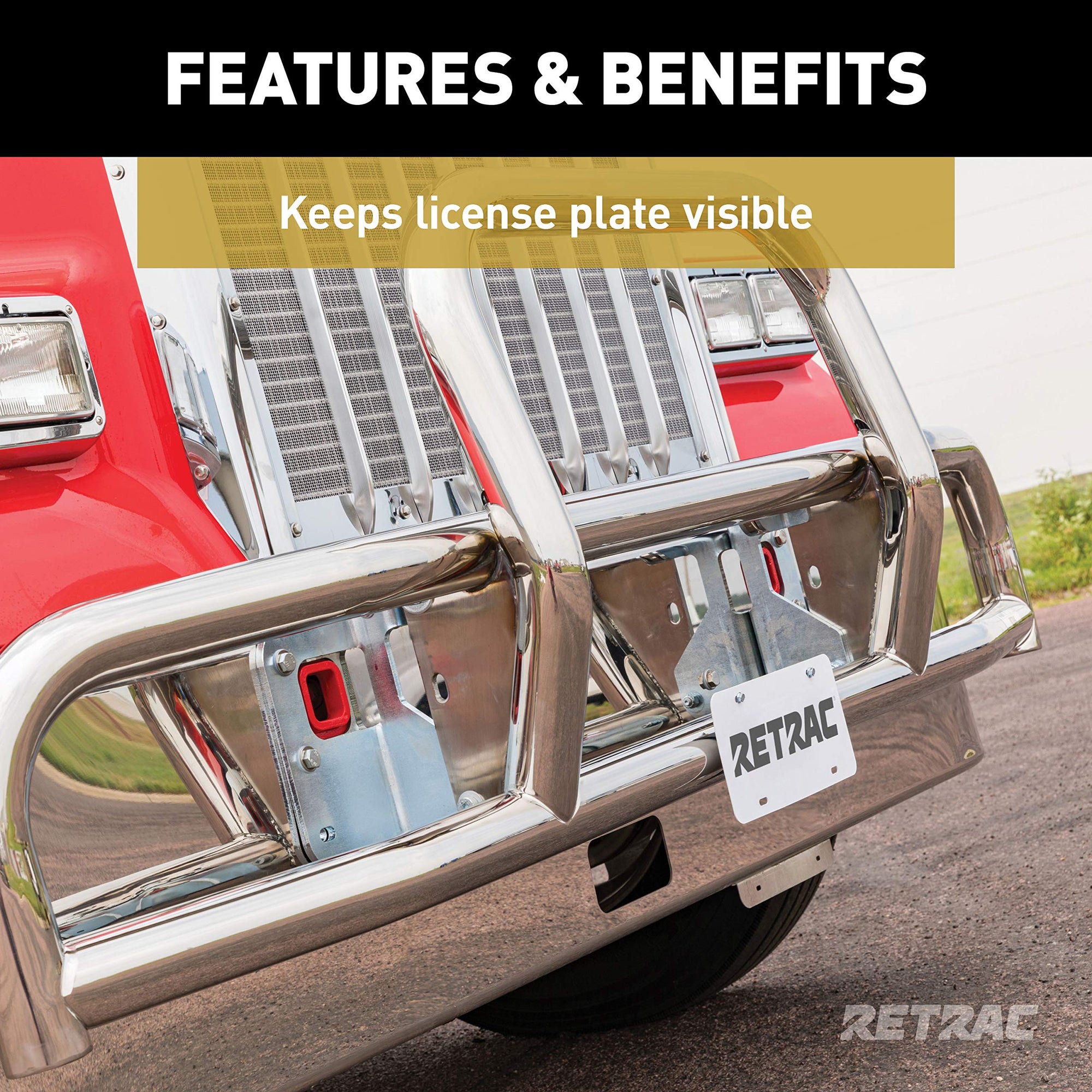 3-Inch RETRAC Grille Guard License Plate Bracket