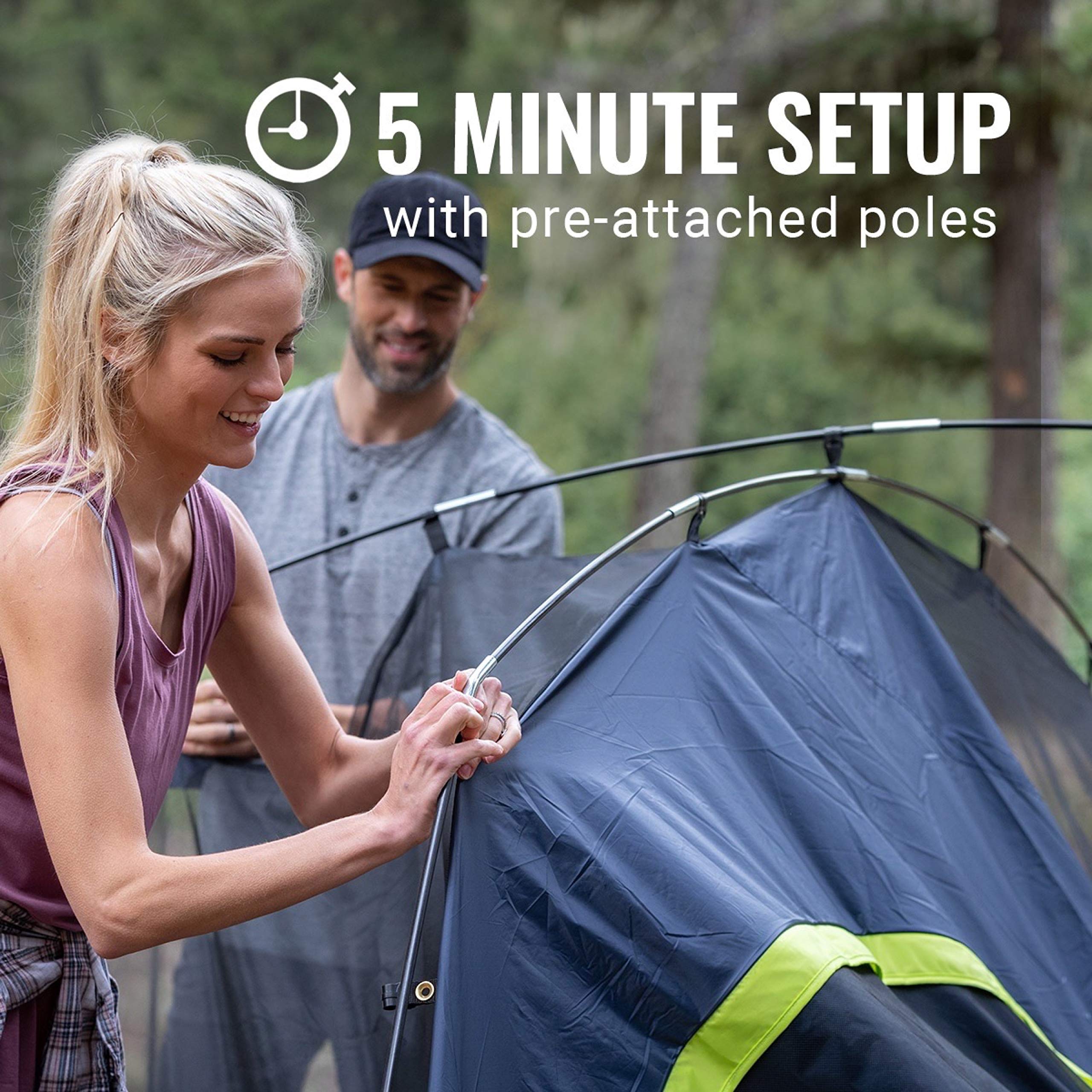 Coleman Skydome 8-Person Dark Room Tent with Rainfly, 5 Minute Setup, Blocks 90% of Sunlight, 20% More Headroom Than Traditional Tents